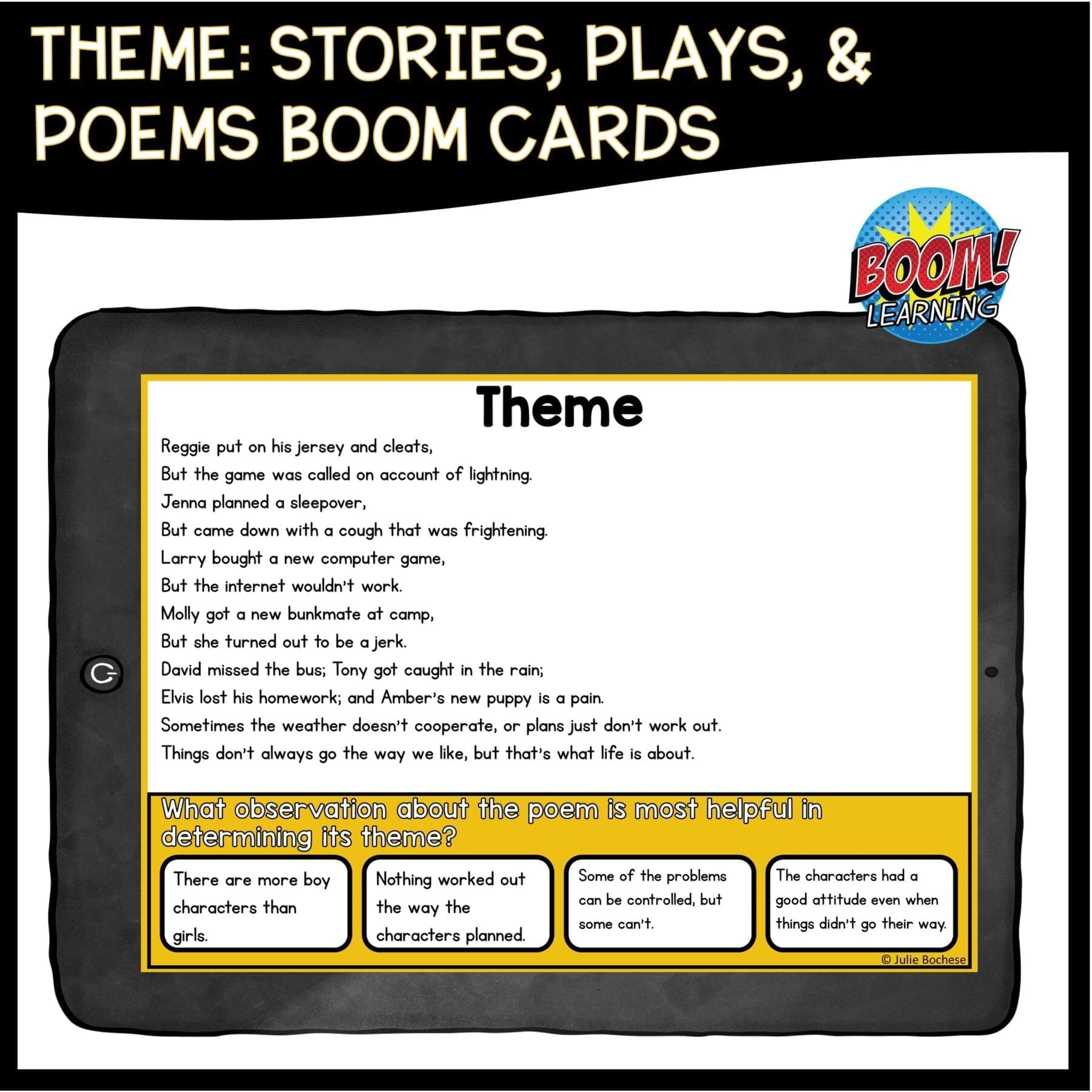 Theme Boom Cards ™ 4th Grade & 5th Grade - Distance Learning Task Cards - Image 2