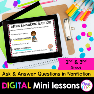 Digital Lessons: Questions in Fiction - RL.2.1 & RL.3.1 - Google Slides & Seesaw