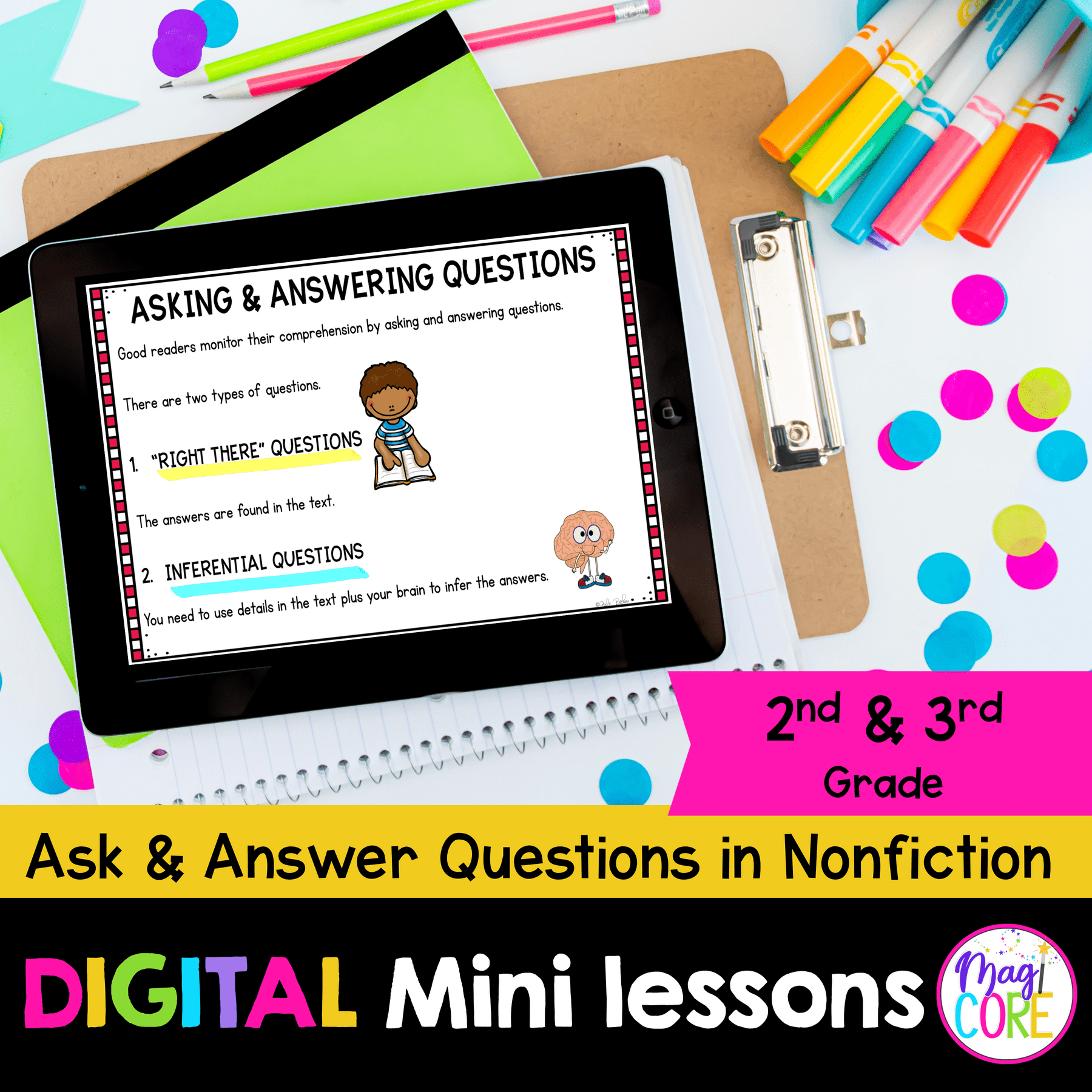 Digital Lessons: Questions in Fiction - RL.2.1 & RL.3.1 - Google Slides & Seesaw