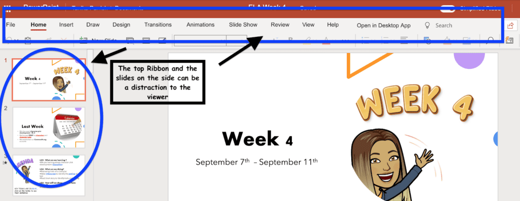 Image showing the menu in a powerpoint file