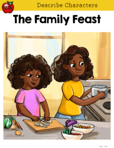 The Family Feast guided reader cover showing two girls cooking