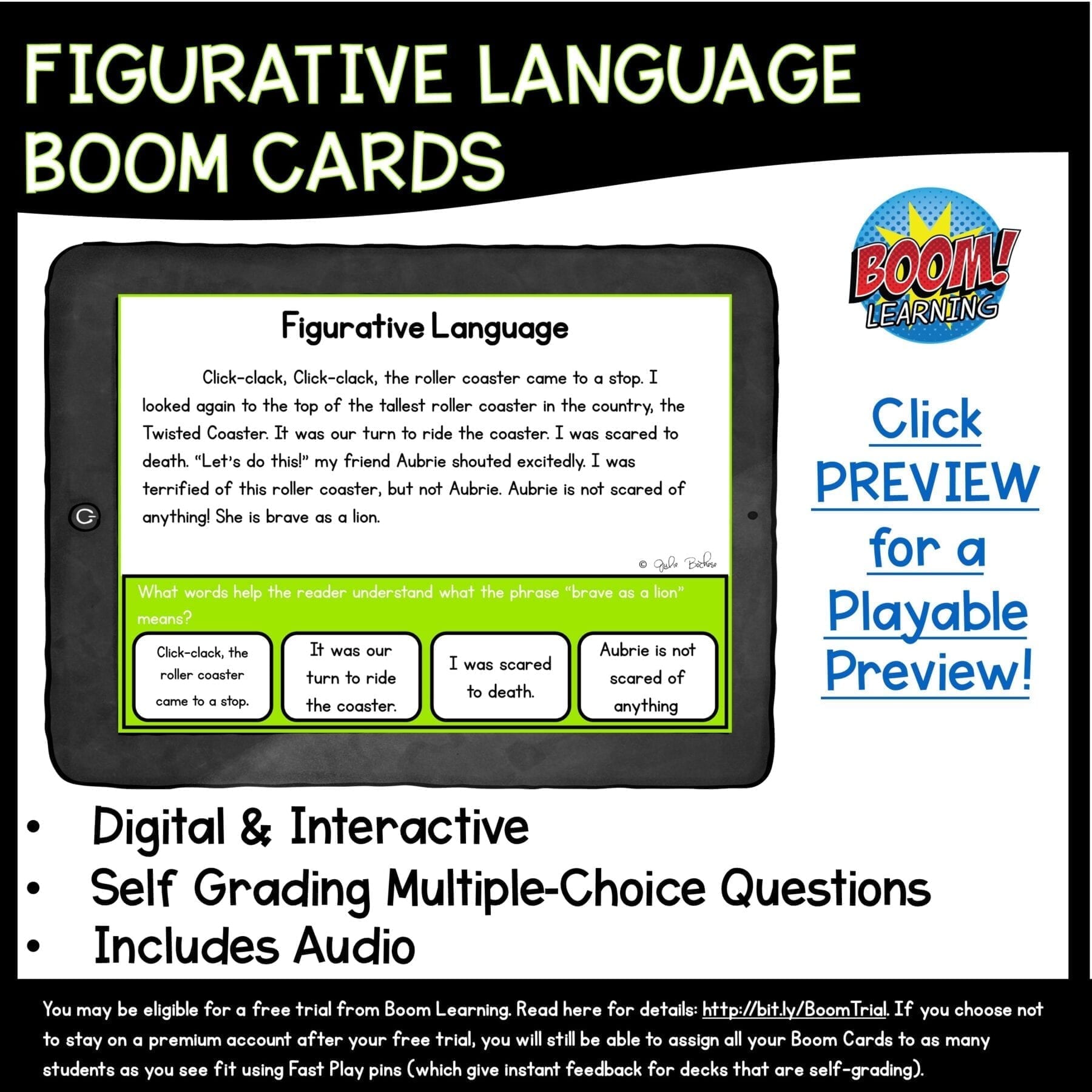 Figurative Language Boom Cards - 3rd Grade Distance Learning Task Cards - Image 2