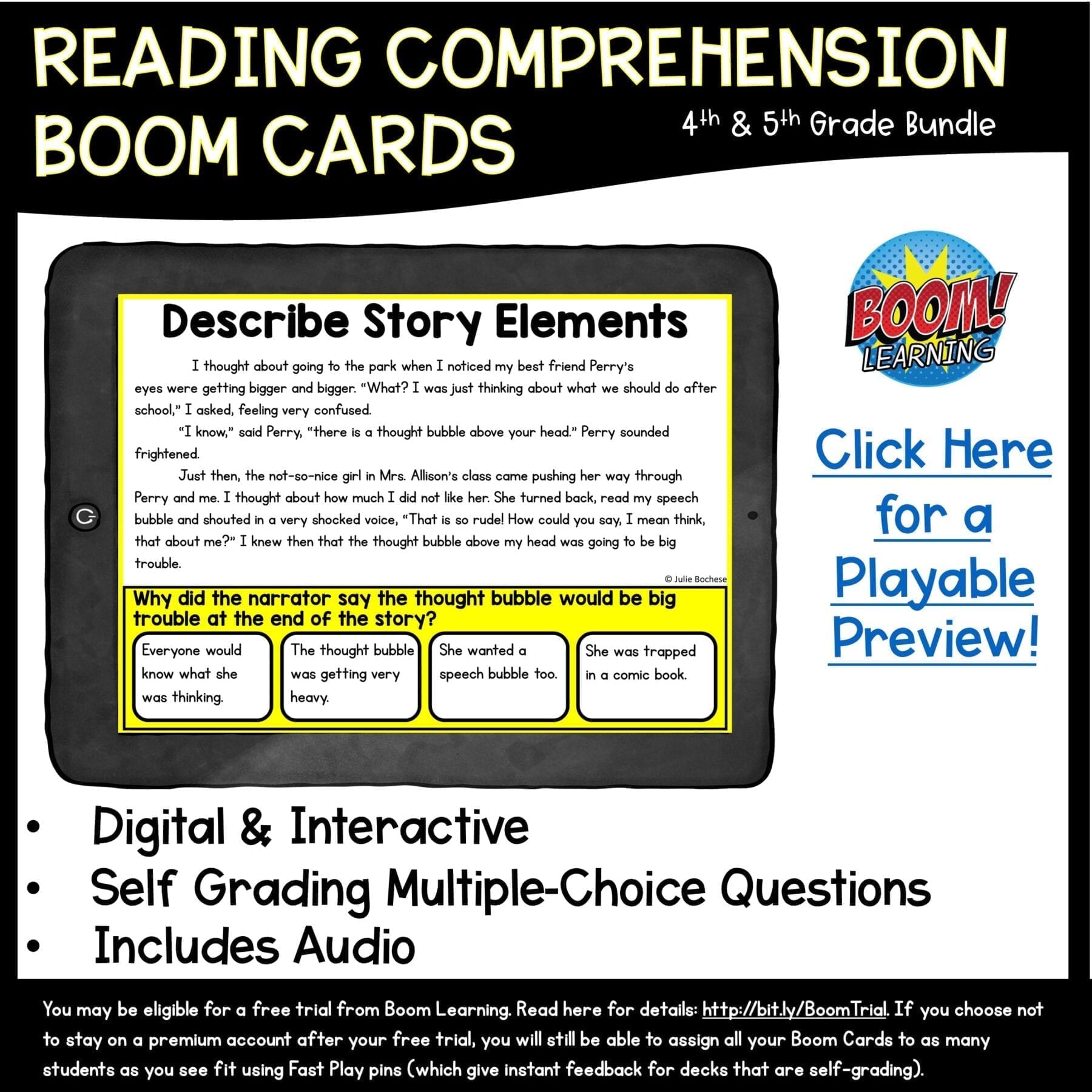 Reading Comprehension Boom Cards™ 4th & 5th Grade GROWING Bundle - Image 3