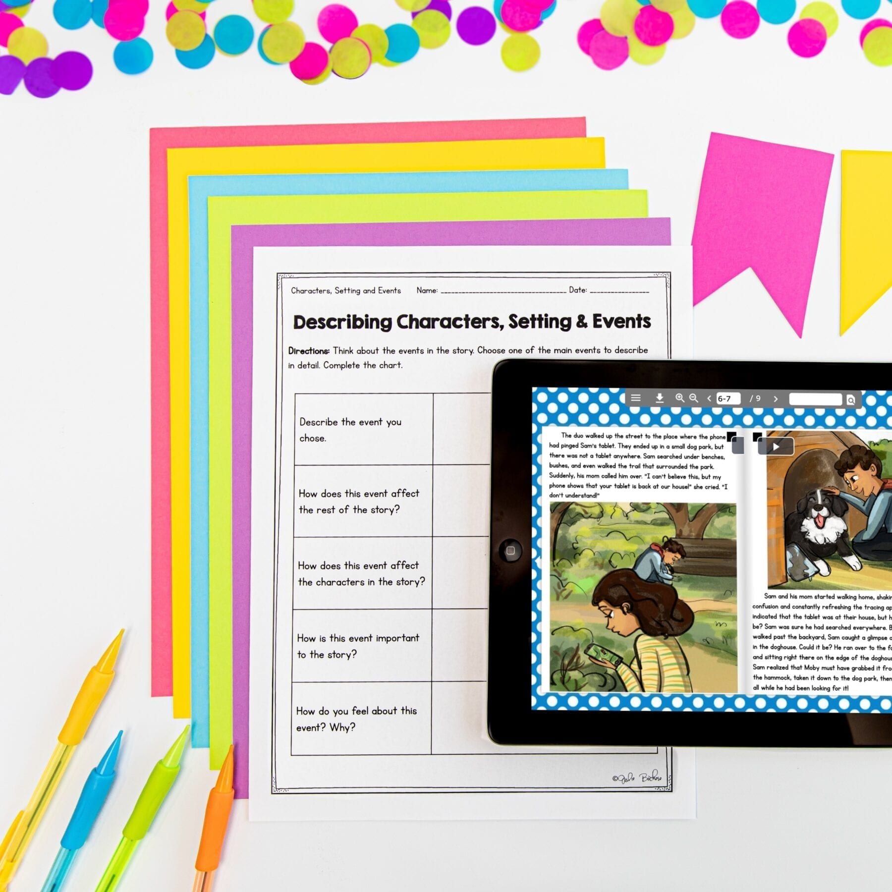 Guided Reading Packet: Characters, Setting, & Events - 4th Grade RL.4.3 - Printable & Digital - Image 4