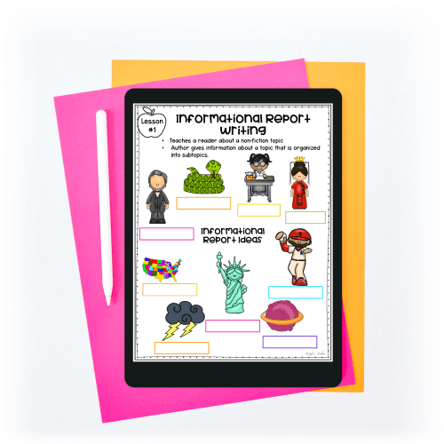 Informative writing lesson in google slides for teaching writing to 2nd - 5th graders