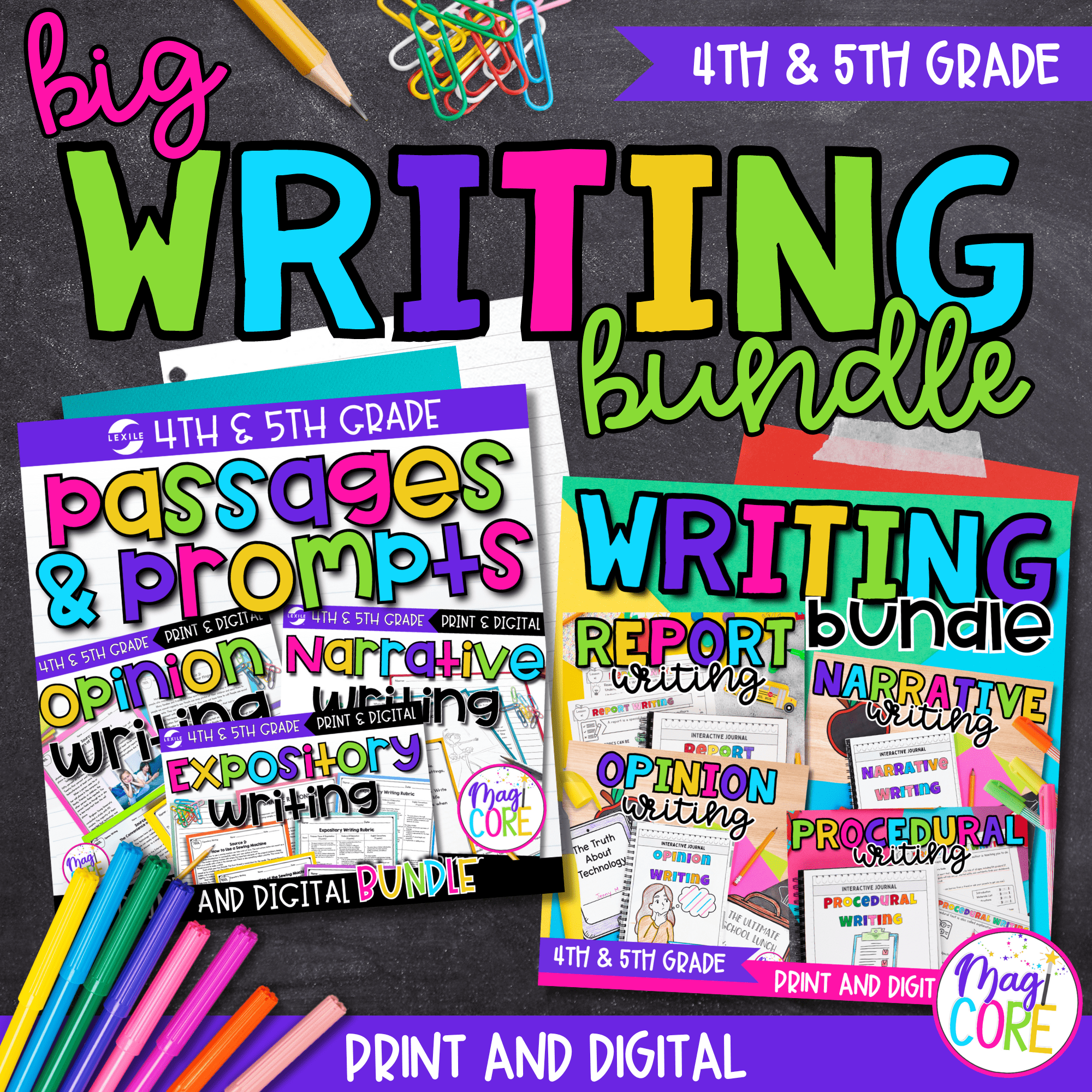 4th & 5th Grade Big Writing Bundle - Narrative, Opinion, Expository, Explanatory