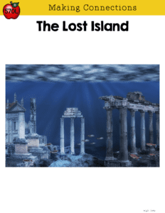 The Lost Island book cover, showing a town submerged underwater