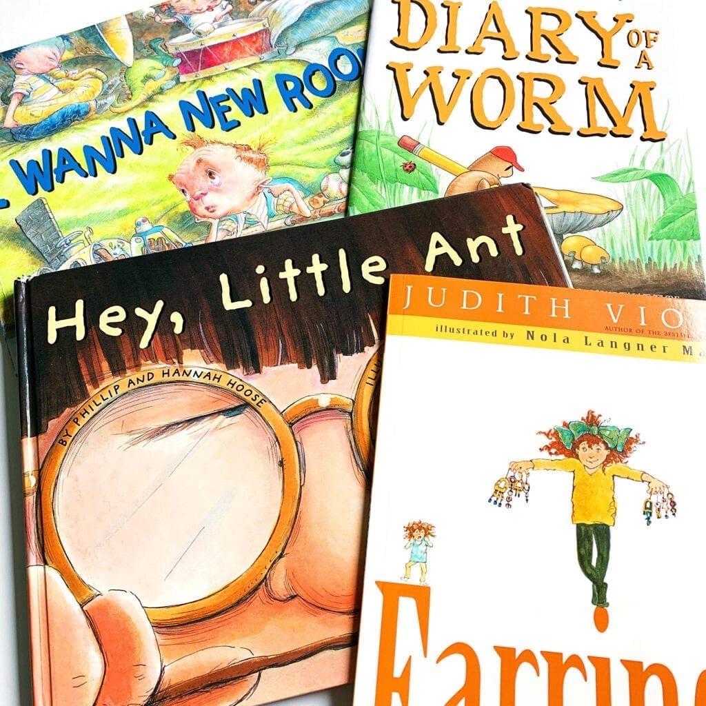 Picture of mentor texts that I use for teaching writing