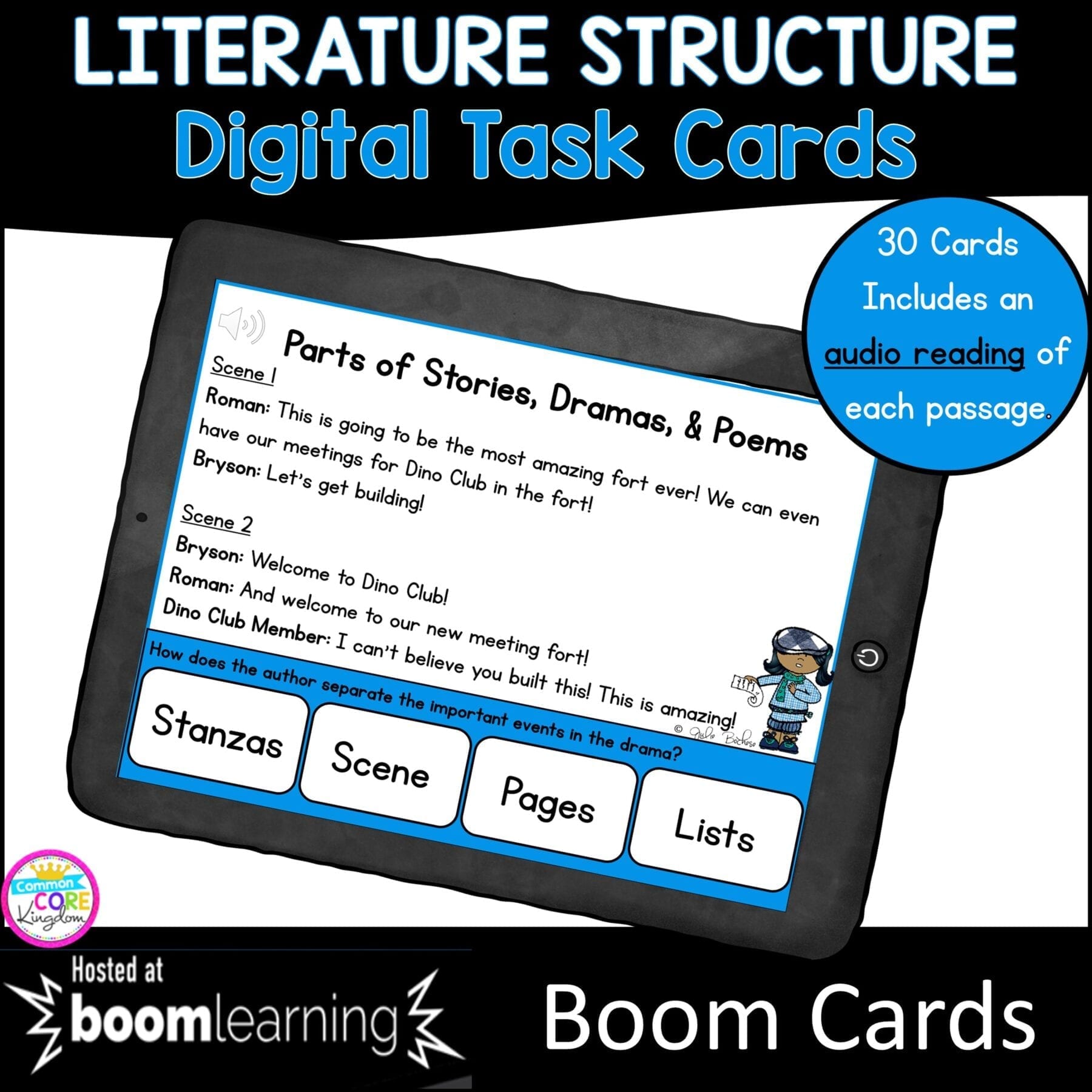 Text Structure in Literature Boom Cards - 3rd Grade Distance Learning Task Cards