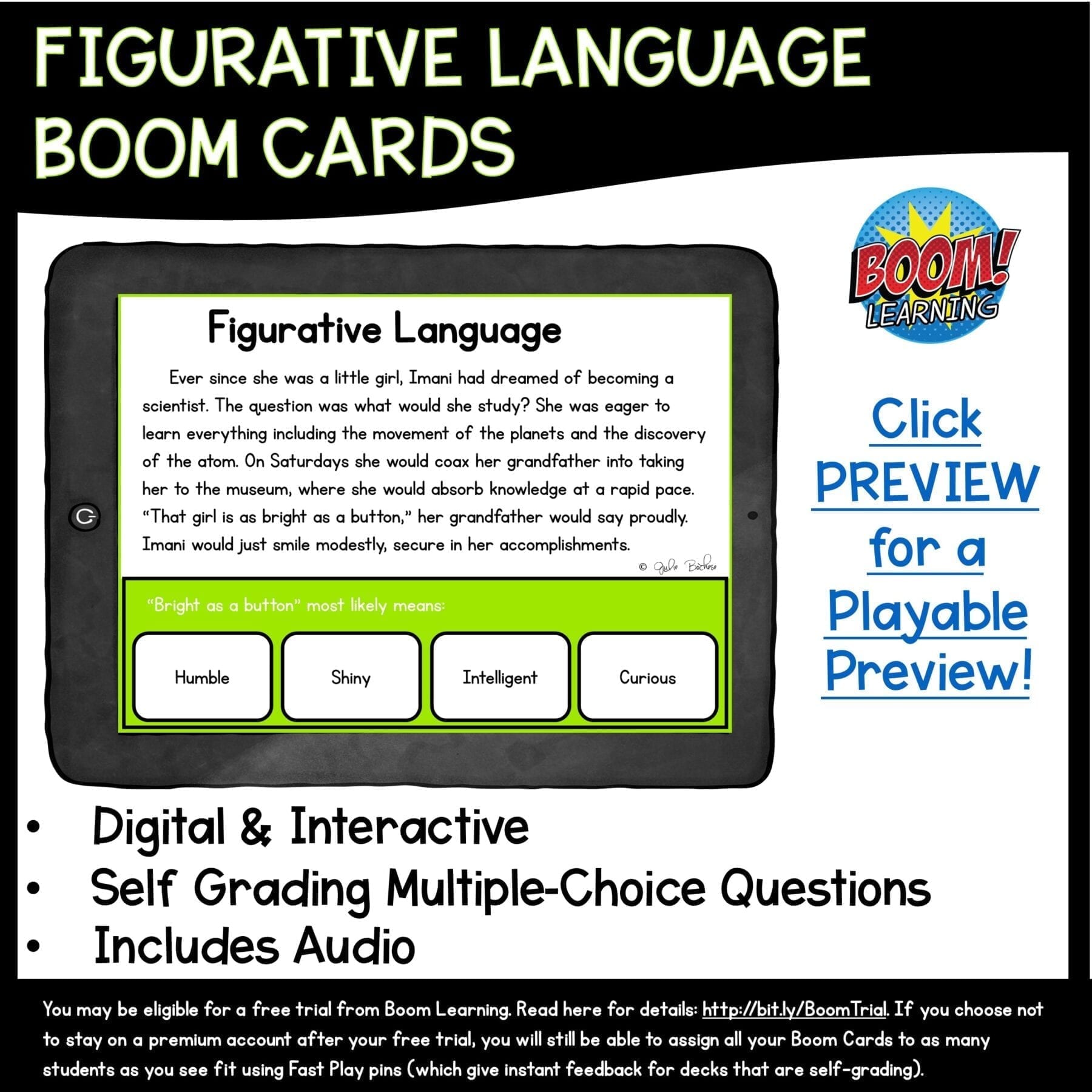 Figurative Language Boom Cards - 4th & 5th Grade Distance Learning Task Cards - Image 2