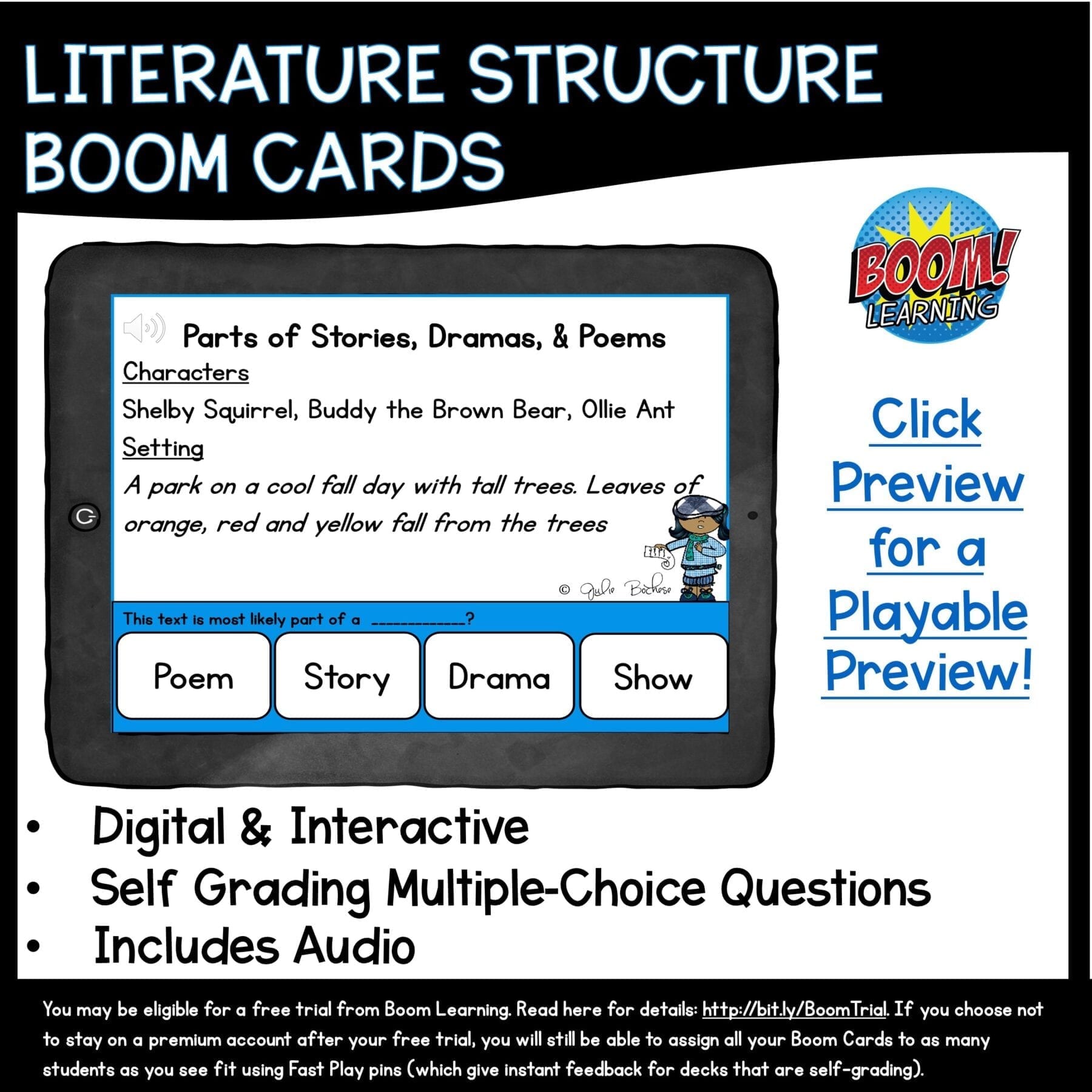 Text Structure in Literature Boom Cards - 3rd Grade Distance Learning Task Cards - Image 2