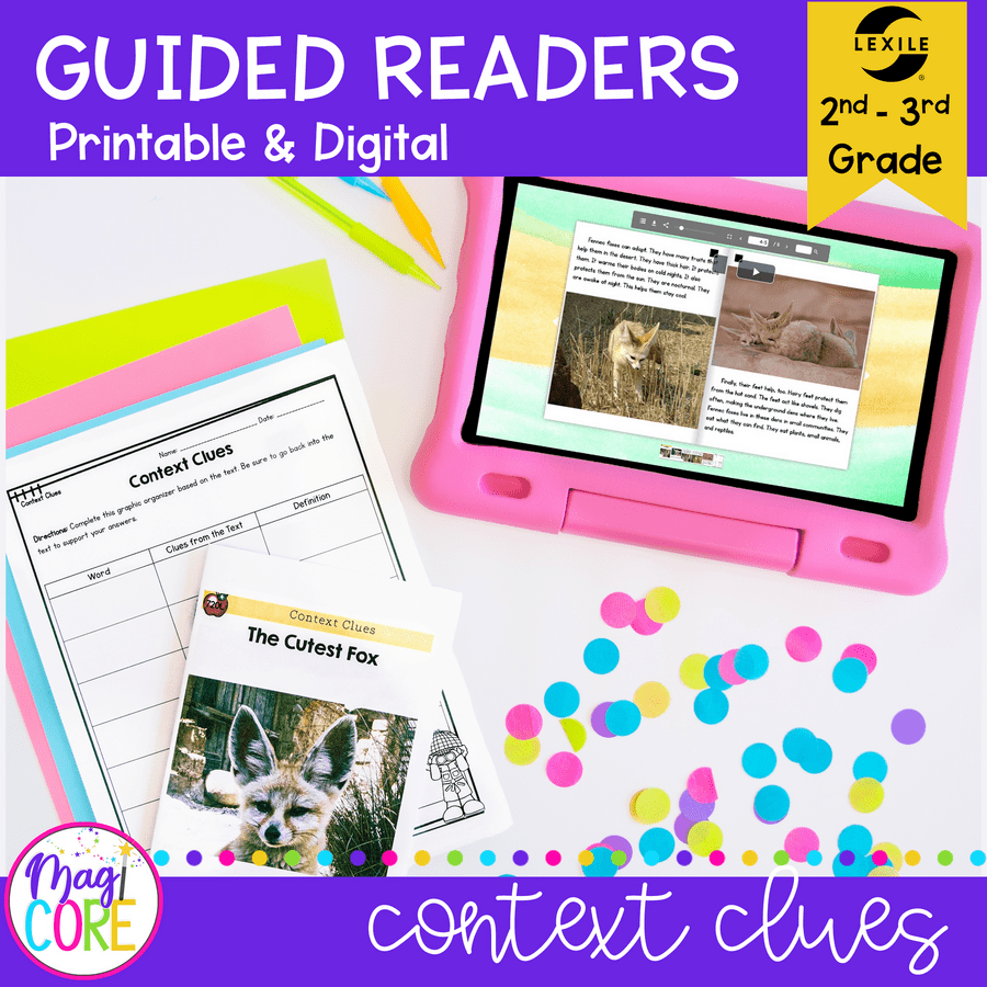 Guided Reading Packet: Context Clues - 2nd & 3rd Grade RI.2.4 & RI.3.4 - Printable & Digital