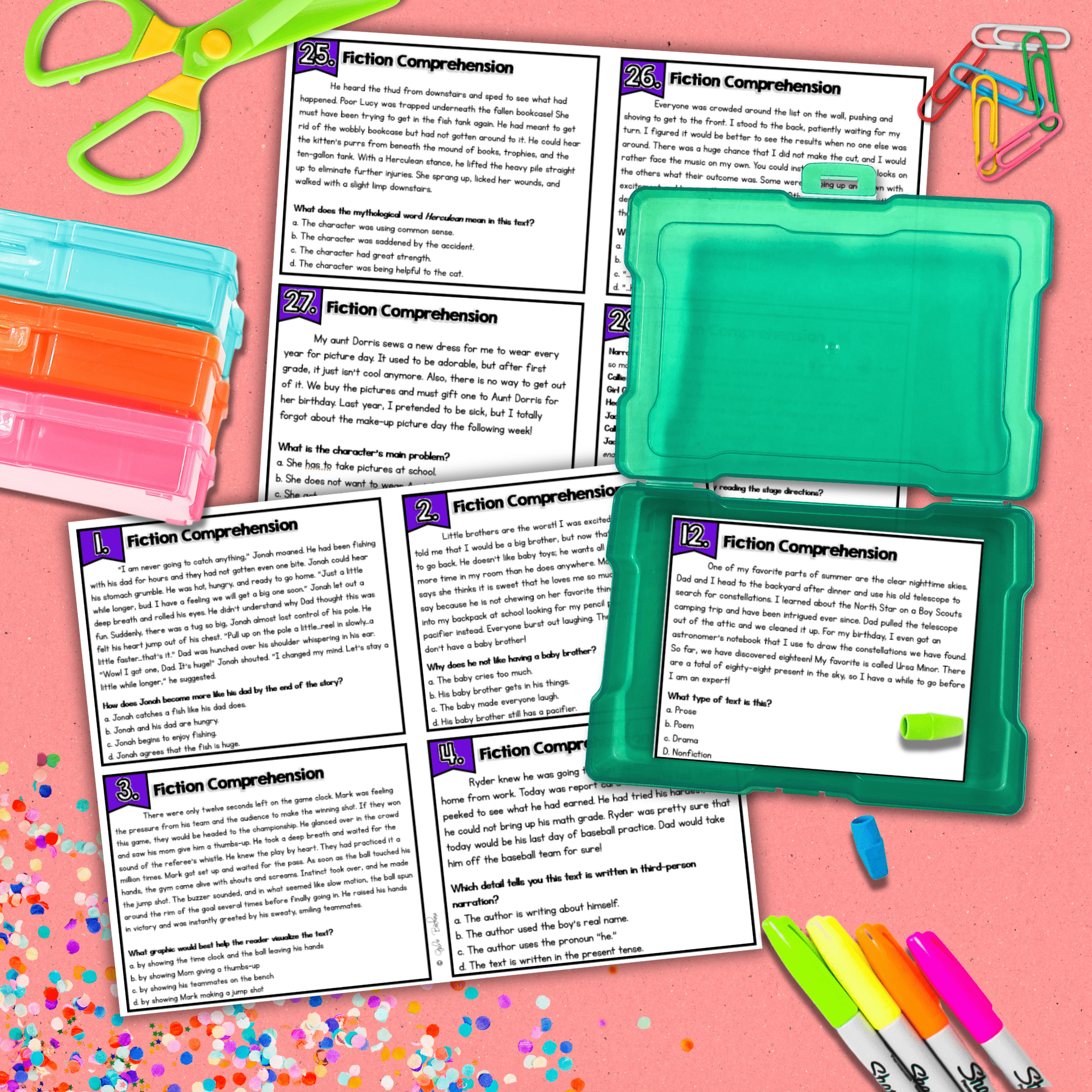 Fiction Reading Comprehension Task Cards - 4th & 5th Grade - RL.4.10 RL.5.10 - Image 2