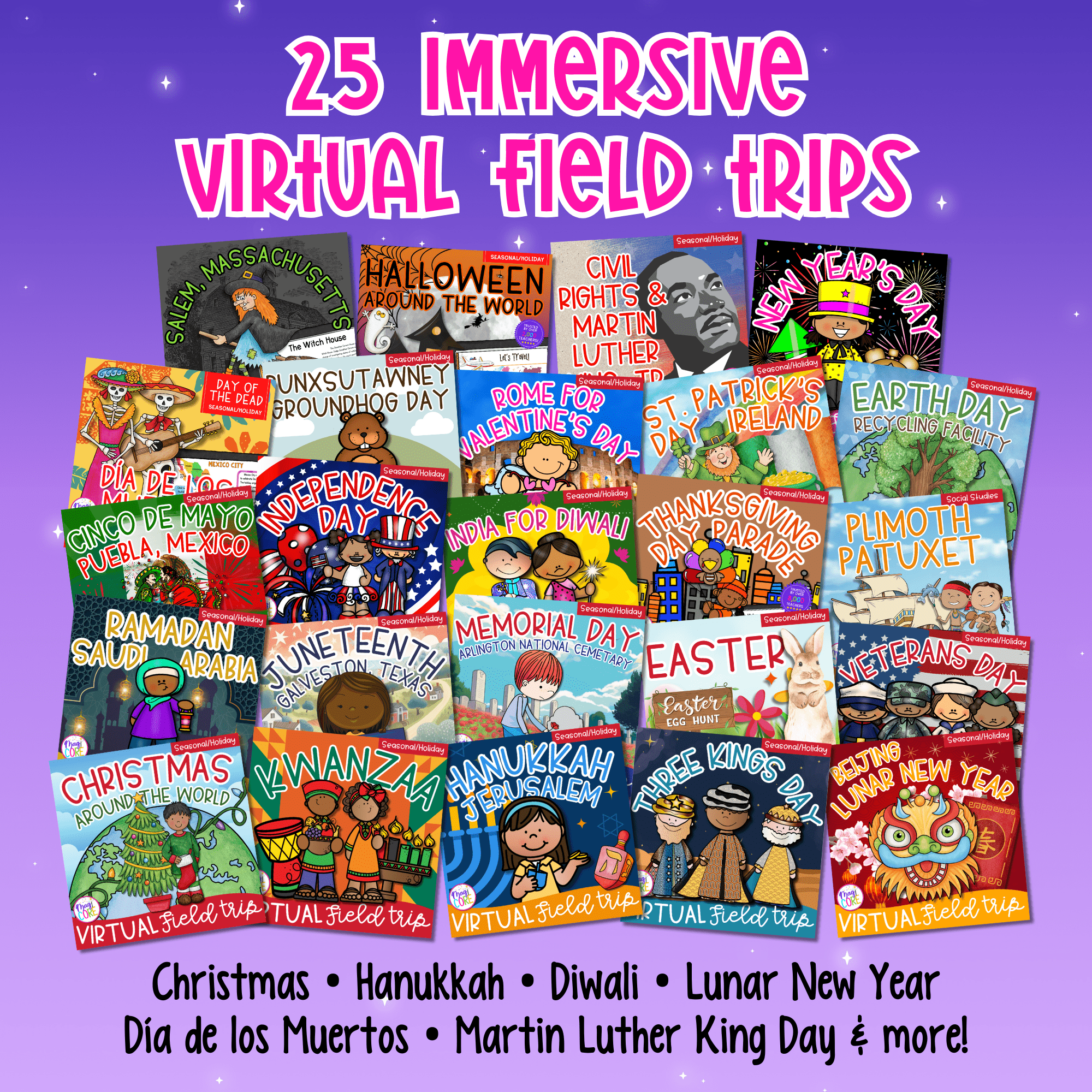 Virtual Field Trip Holidays All Year Bundle Google Slides Digital Activities - Image 2