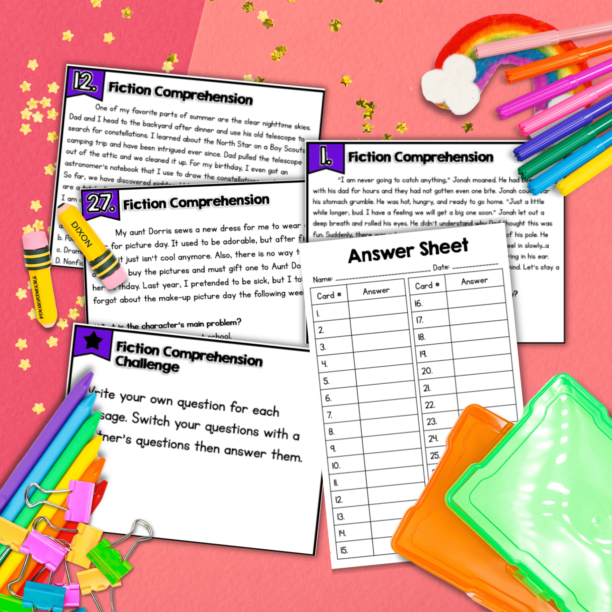 Fiction Reading Comprehension Task Cards - 4th & 5th Grade - RL.4.10 RL.5.10 - Image 3