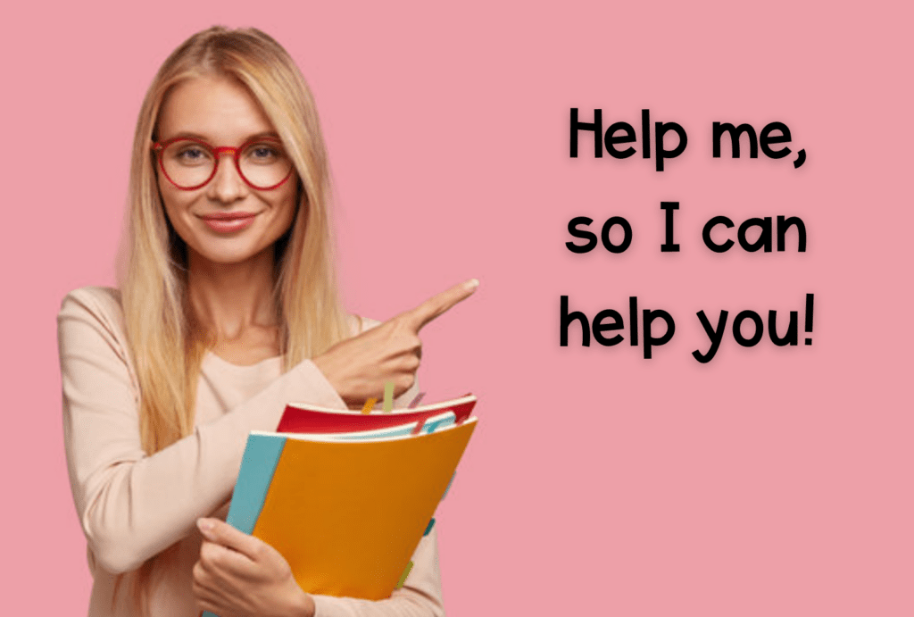 Substitute teacher pointing to text that says help me so I can help you