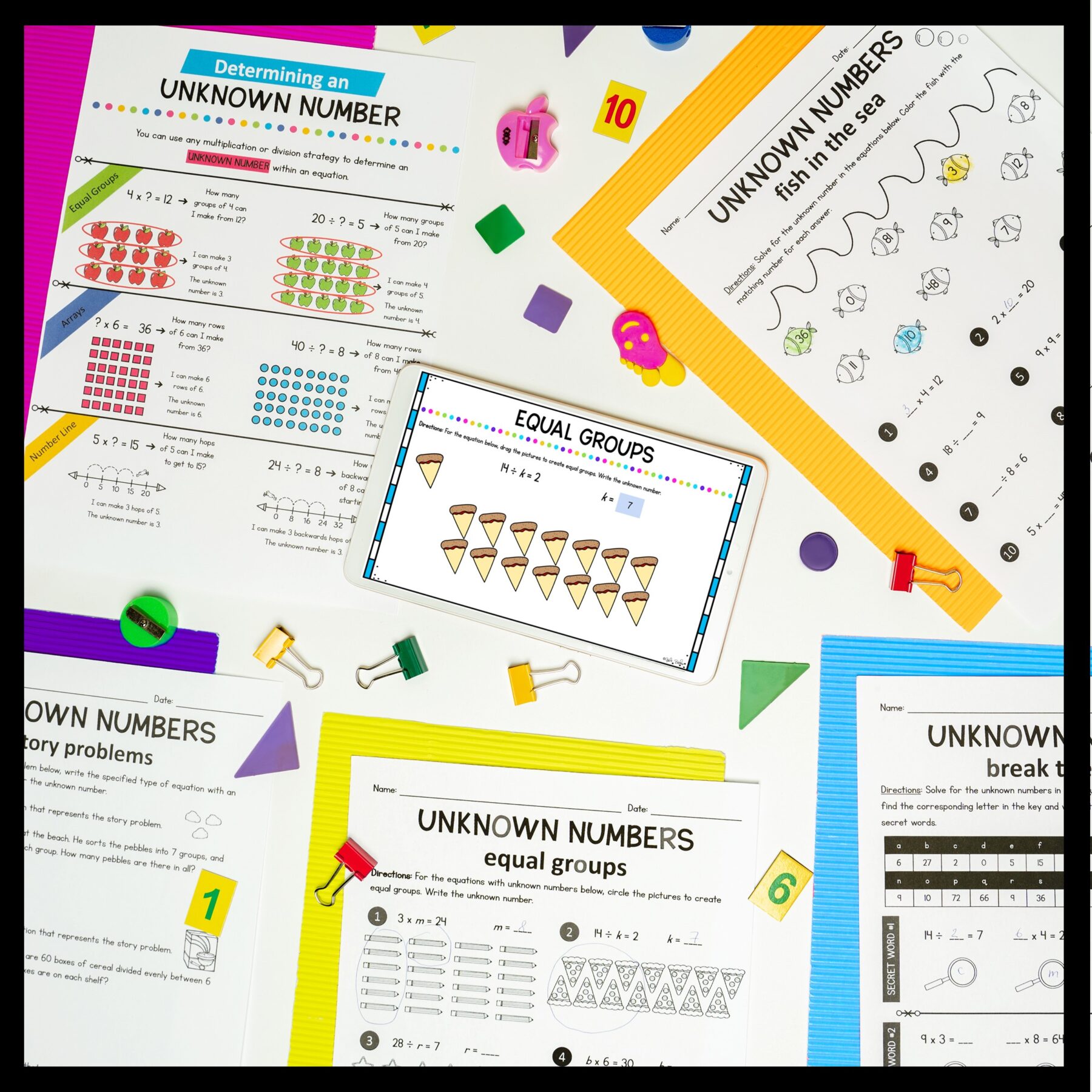 Determine Unknown Numbers - 3rd Grade Math - Printable & Digital - 3.OA.A.4 - Image 2