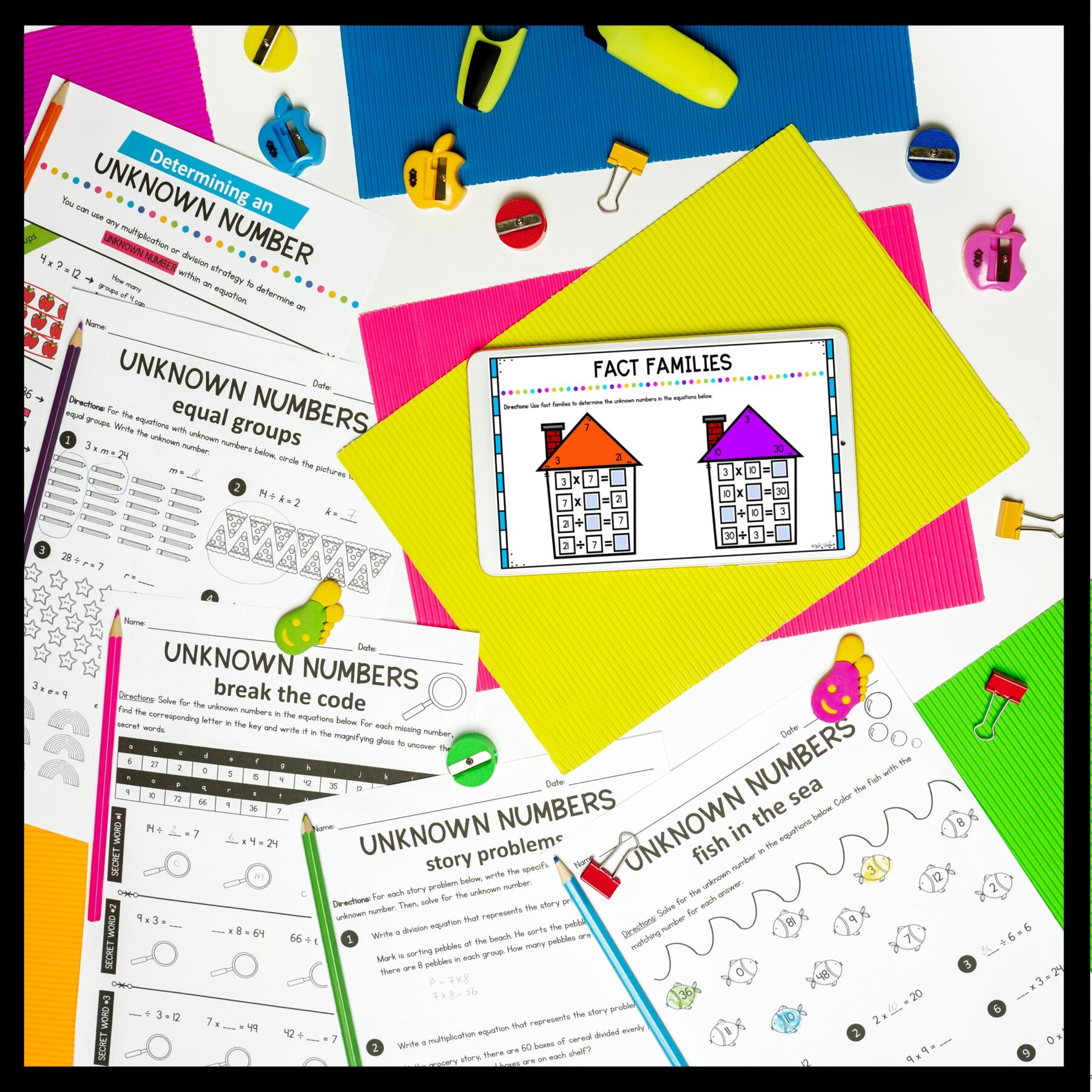 Determine Unknown Numbers - 3rd Grade Math - Printable & Digital - 3.OA.A.4 - Image 3