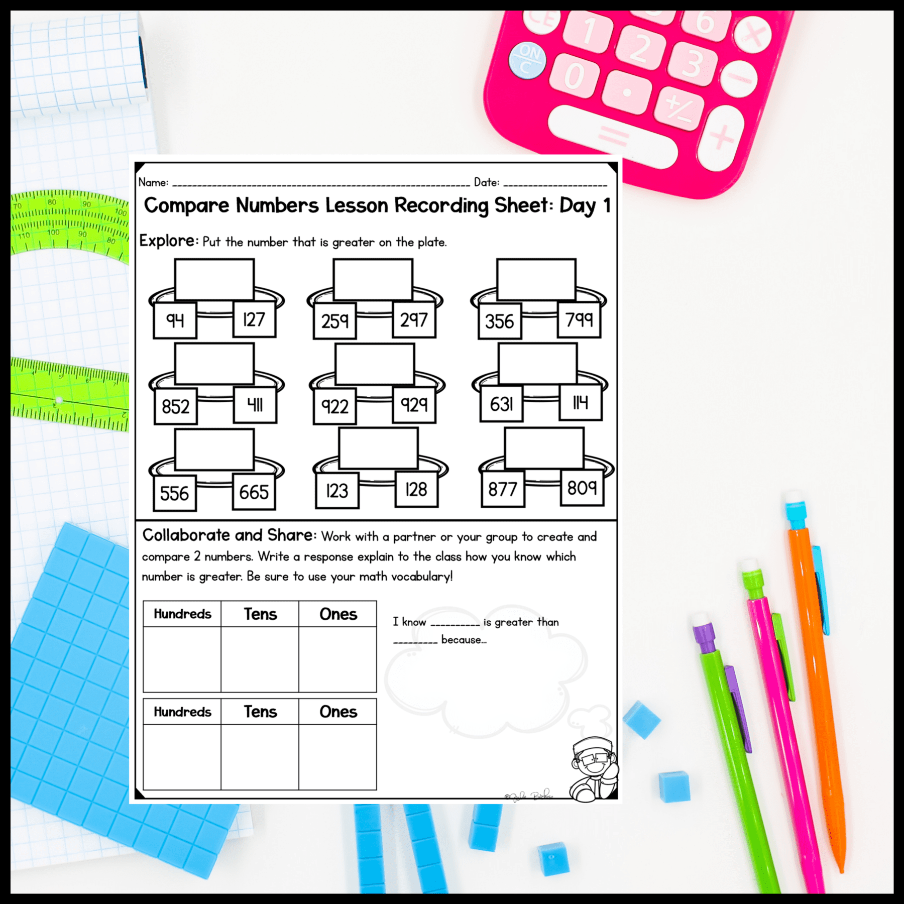 Greater Than Less Than - 2nd Grade Math Digital Mini Lesson - 2.NBT.A.4 - Image 8
