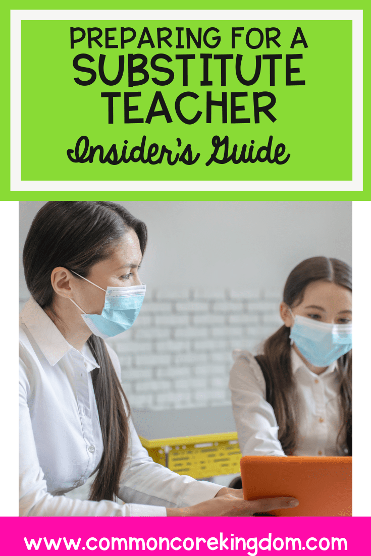 cover for preparing for a substitute teacher showing sub in a classroom during covid 19