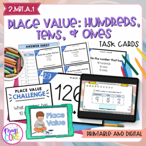 Place Value to 1000 Ones Tens Hundreds Math Task Cards - 2nd Grade 2.NBT.A.1