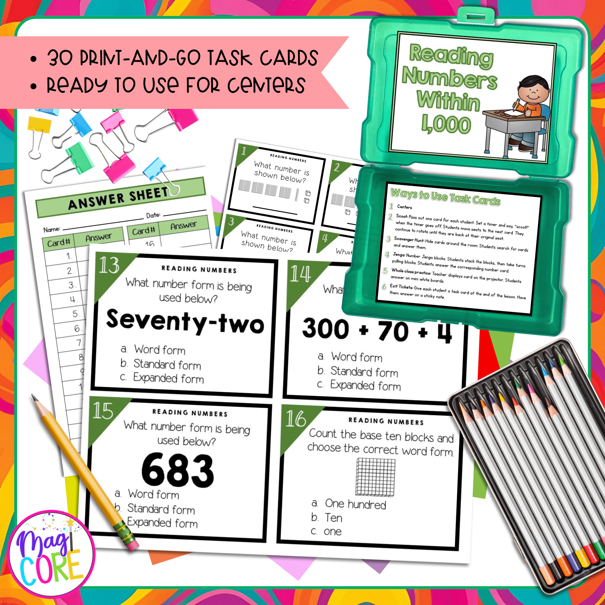 Read and Write Numbers within 1,000 - 2nd Grade Math Task Cards 2.NBT.A.3 - Image 2