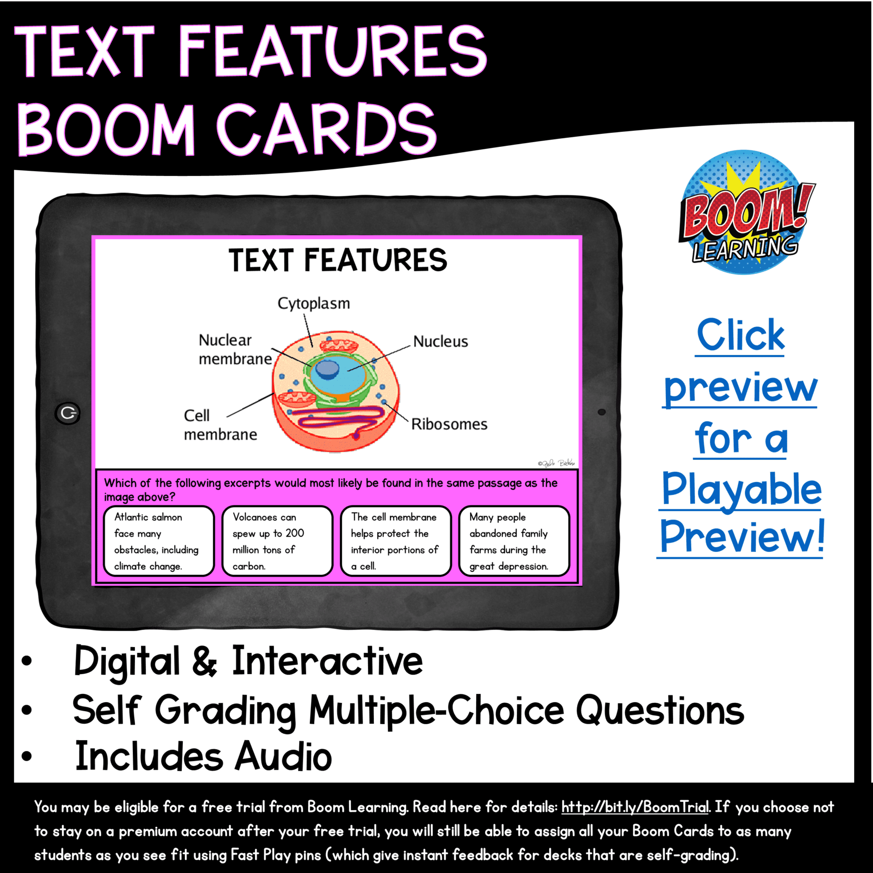 Nonfiction Text Features Boom Cards - 4th & 5th Grade Digital Task Cards - Image 2