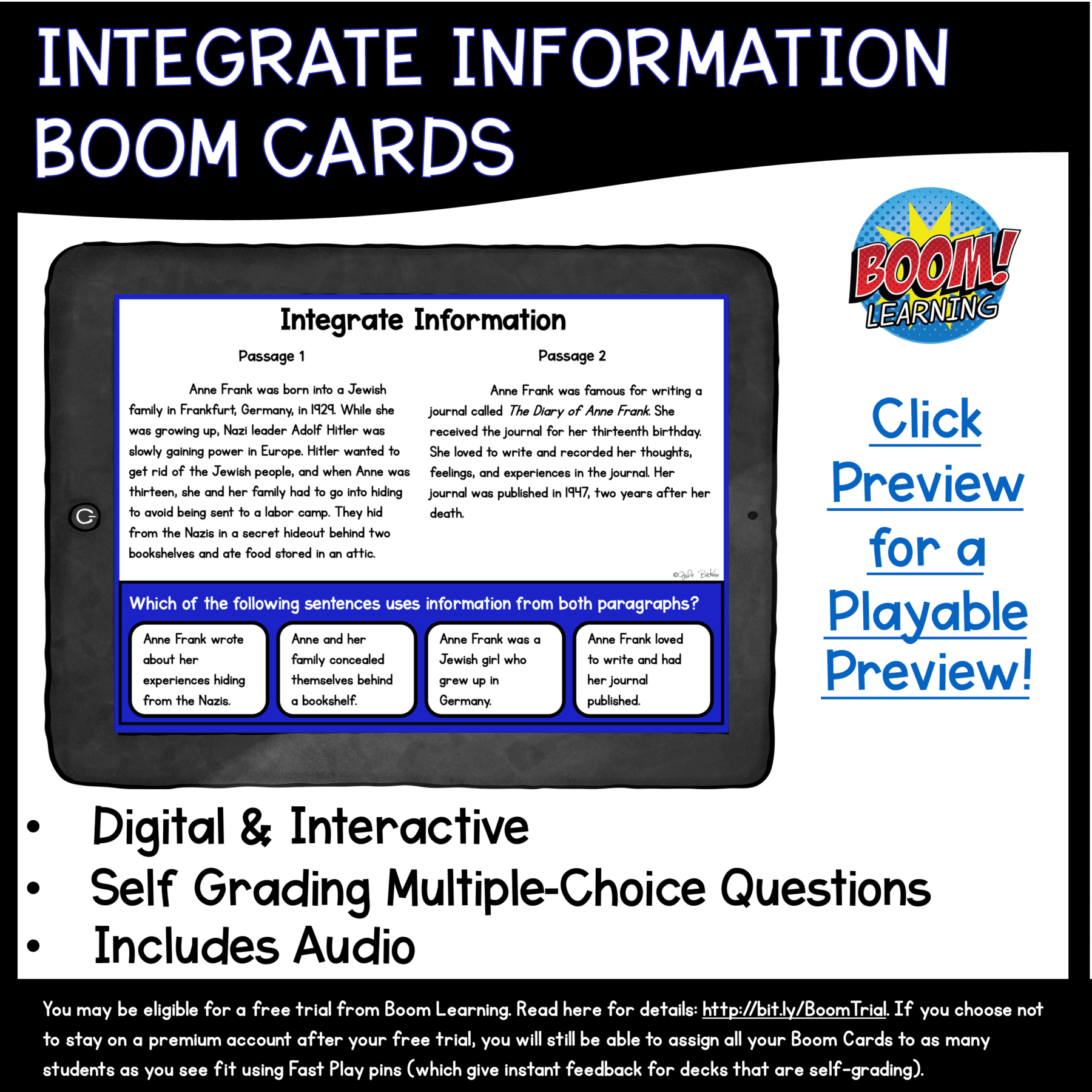 Integrate Information Boom Cards - 4th & 5th Grade Digital Task Cards - Image 2