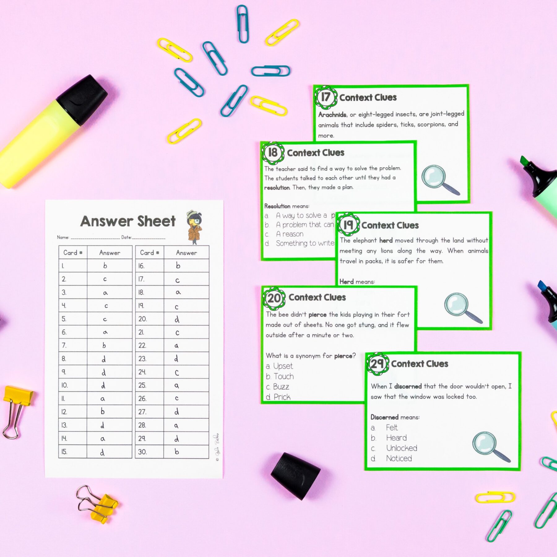 Context Clues Task Cards Preview 8