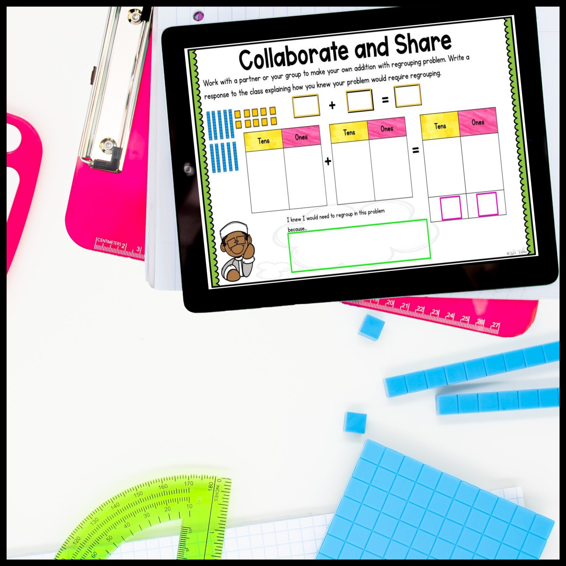 Adding Base Ten Blocks & Decomposing Mini Lesson Google Slides Distance Learning - Image 3