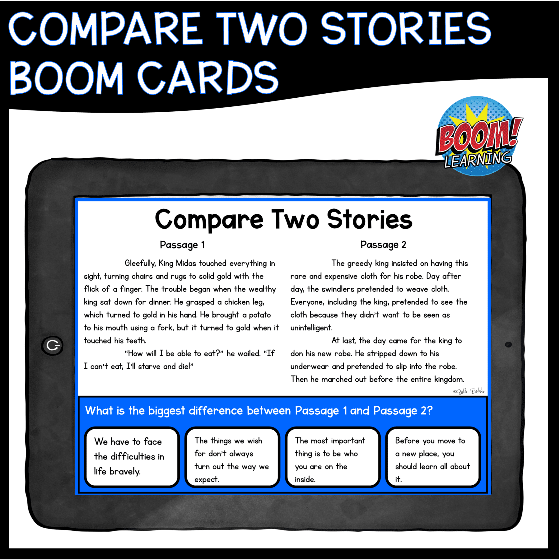 Compare Two Stories Boom Cards - 4th Grade Digital Task Cards - RL.4.9 - Image 3