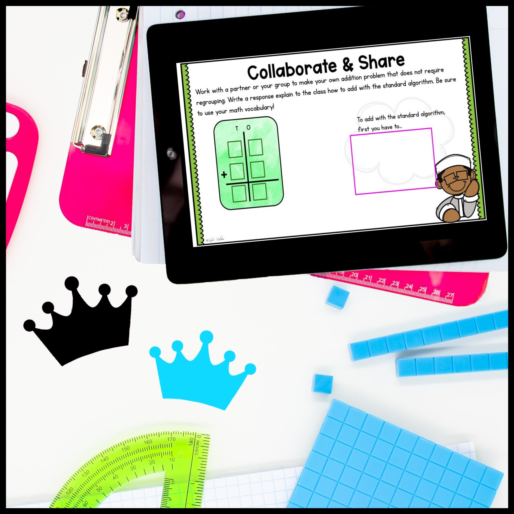 Adding to 100 Standard Algorithm Mini Lesson Google Slides Distance Learning - Image 3