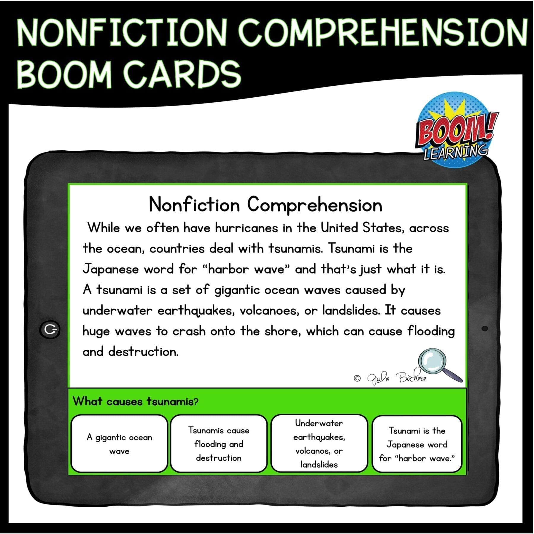 Nonfiction Comprehension Boom Cards - 4th & 5th Reading Comprehension Task Cards - Image 3