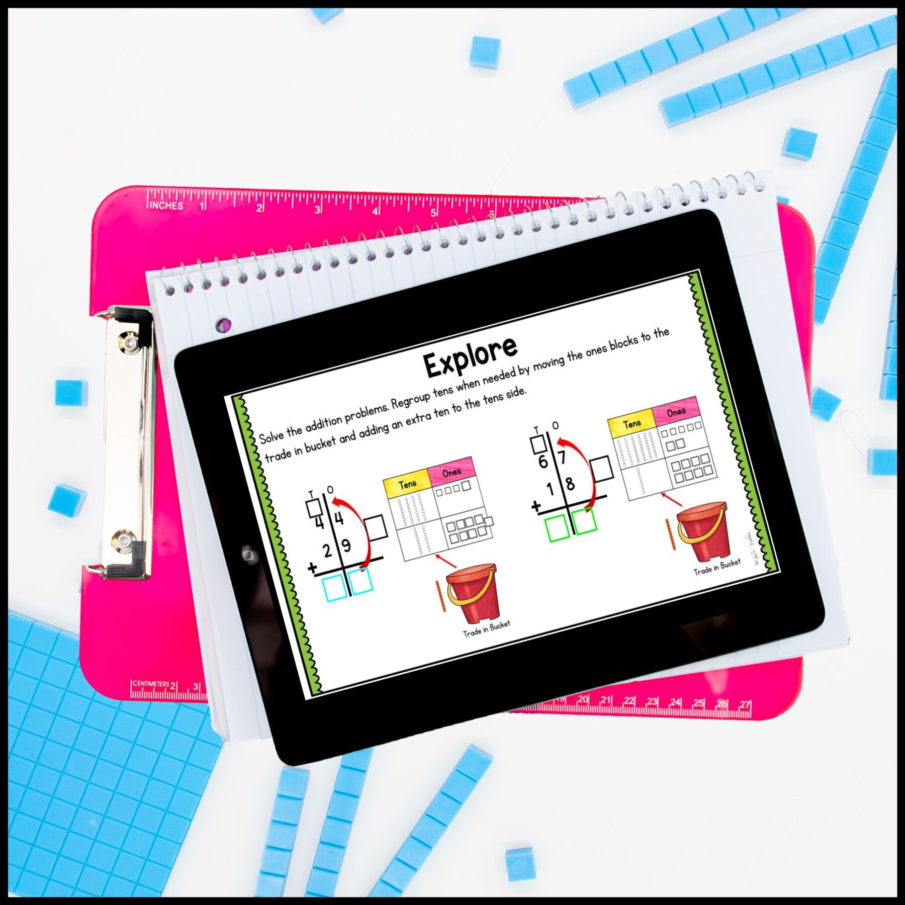 Adding to 100 Standard Algorithm Mini Lesson Google Slides Distance Learning - Image 5