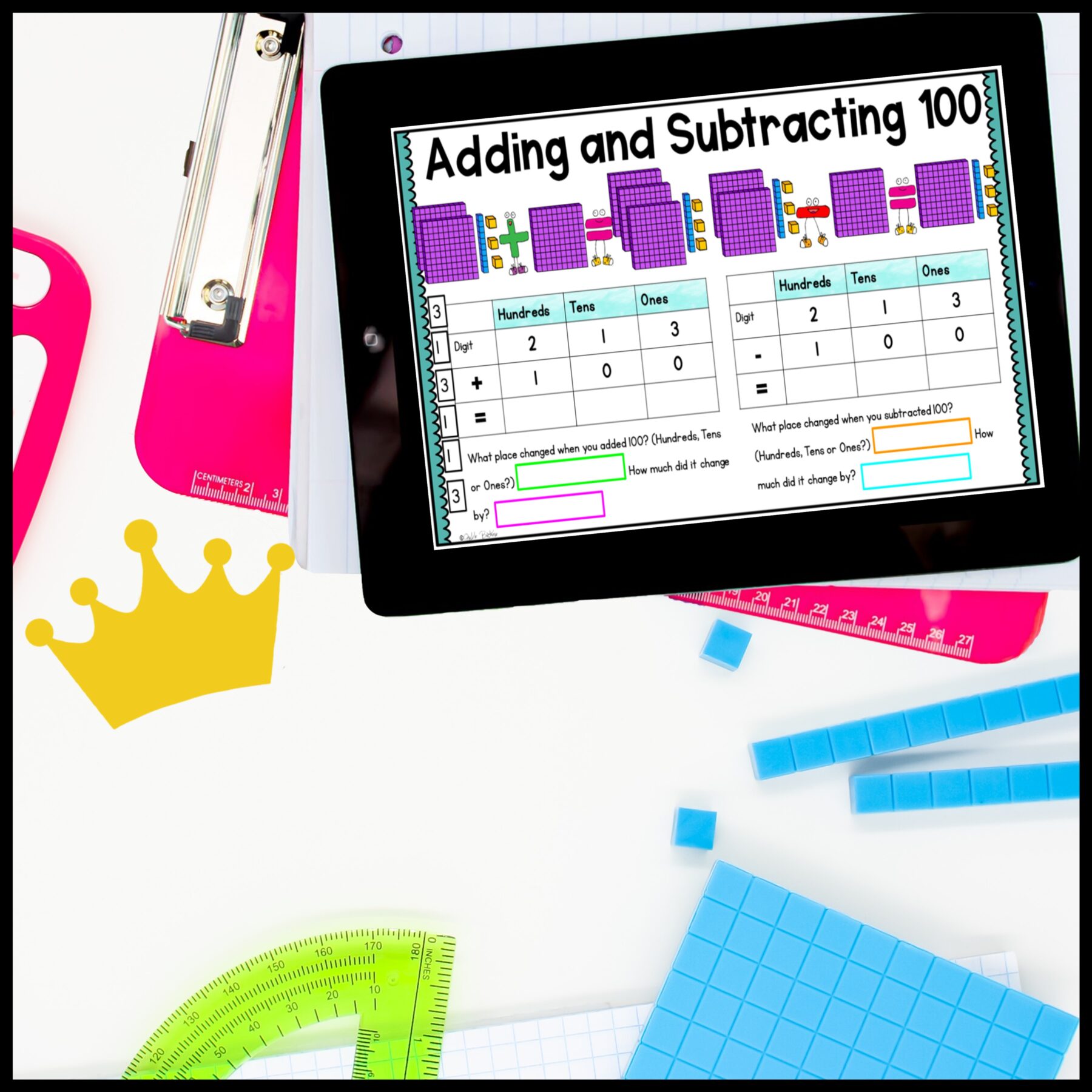 Add and Subtract 10 and 100 - 2nd Grade Math Digital Mini Lesson - 2.NBT.B.8 - Image 6