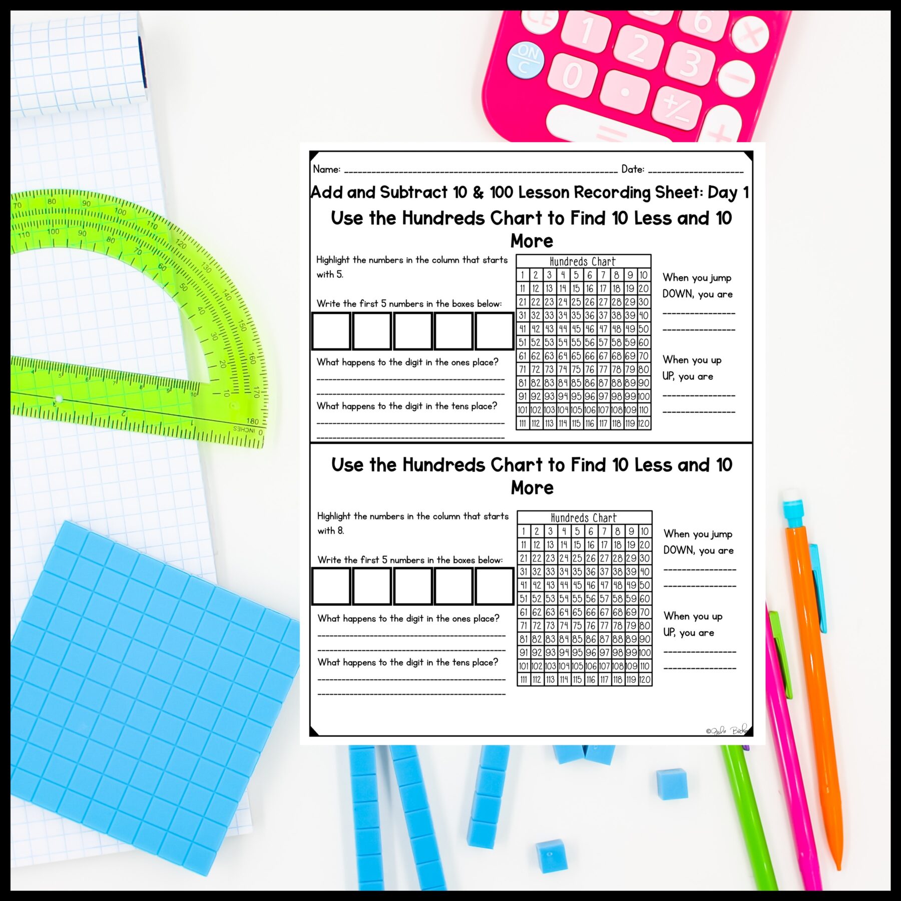Add and Subtract 10 and 100 - 2nd Grade Math Digital Mini Lesson - 2.NBT.B.8 - Image 8