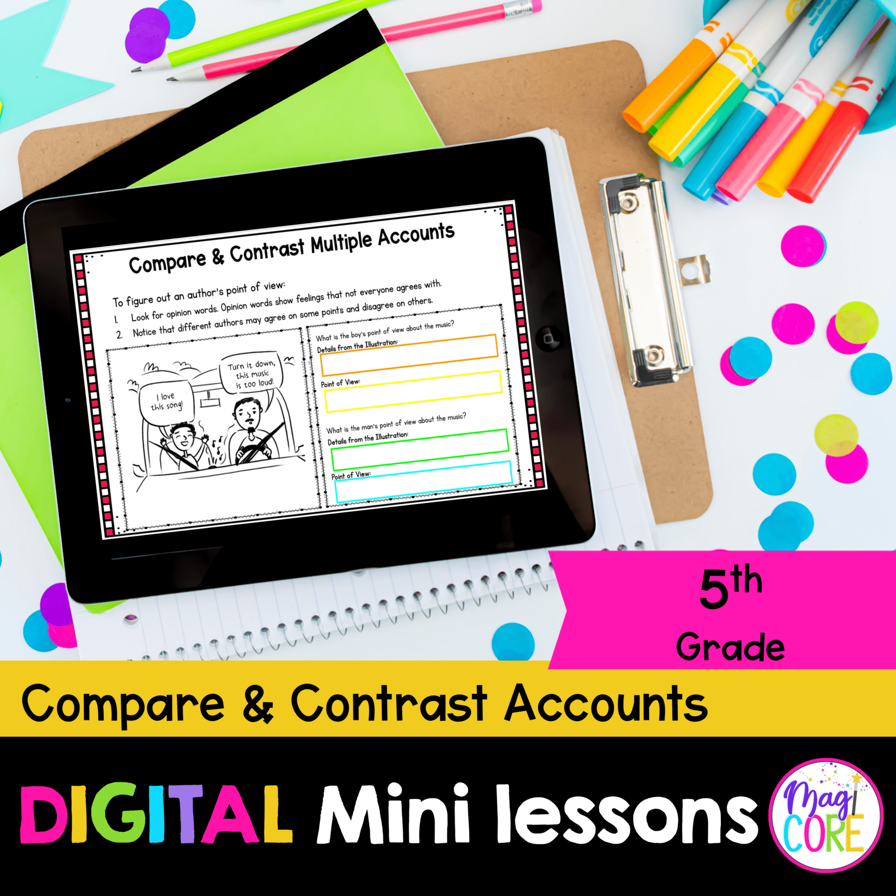Digital Lessons: Compare & Contrast Multiple Accounts - RI.5.6 - Google Slides & Seesaw