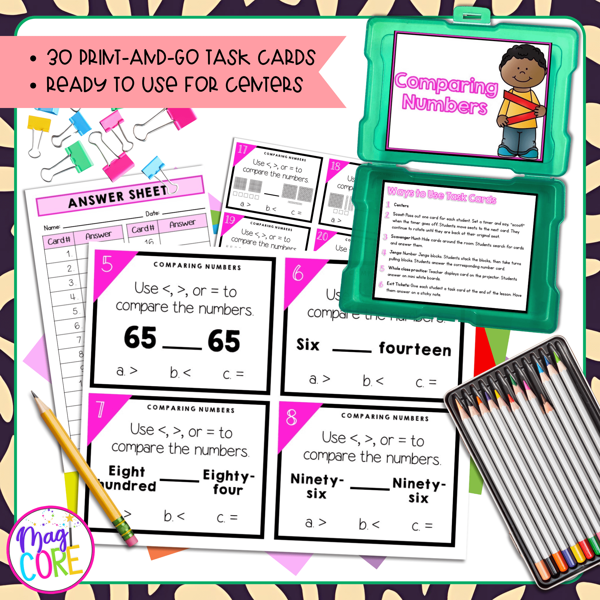 Compare Numbers - 2nd Grade Math Task Cards - 2.NBT.A.4 - Image 2