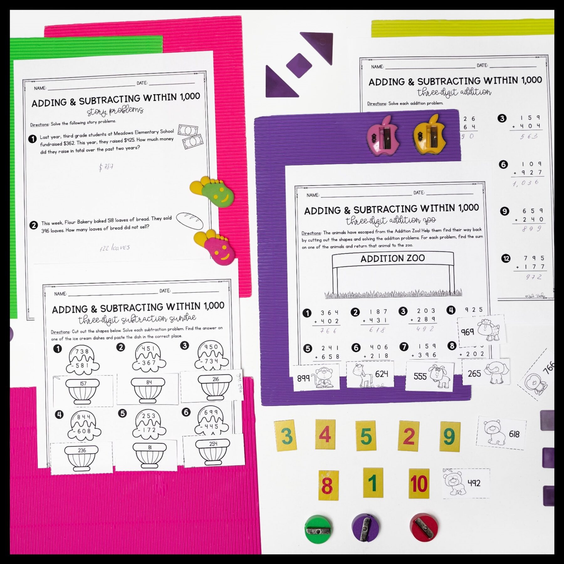Adding & Subtracting within 1000 - 3rd Grade Math - Print & Digital - 3.NBT.A.2 - Image 3
