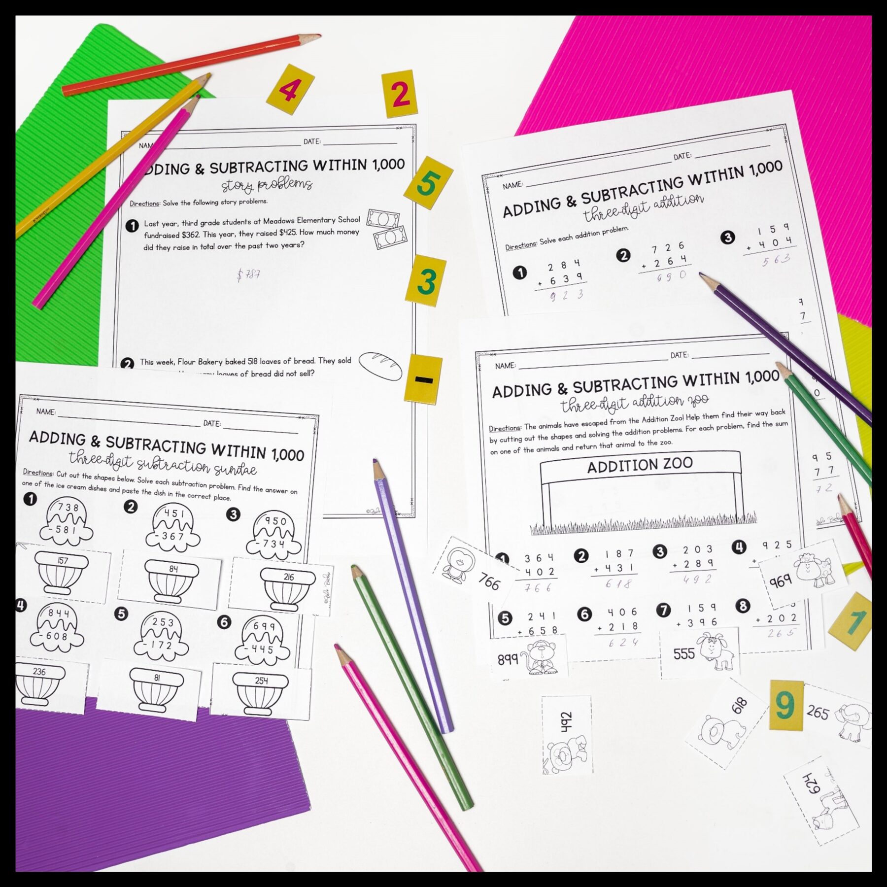 Adding & Subtracting within 1000 - 3rd Grade Math - Print & Digital - 3.NBT.A.2 - Image 5