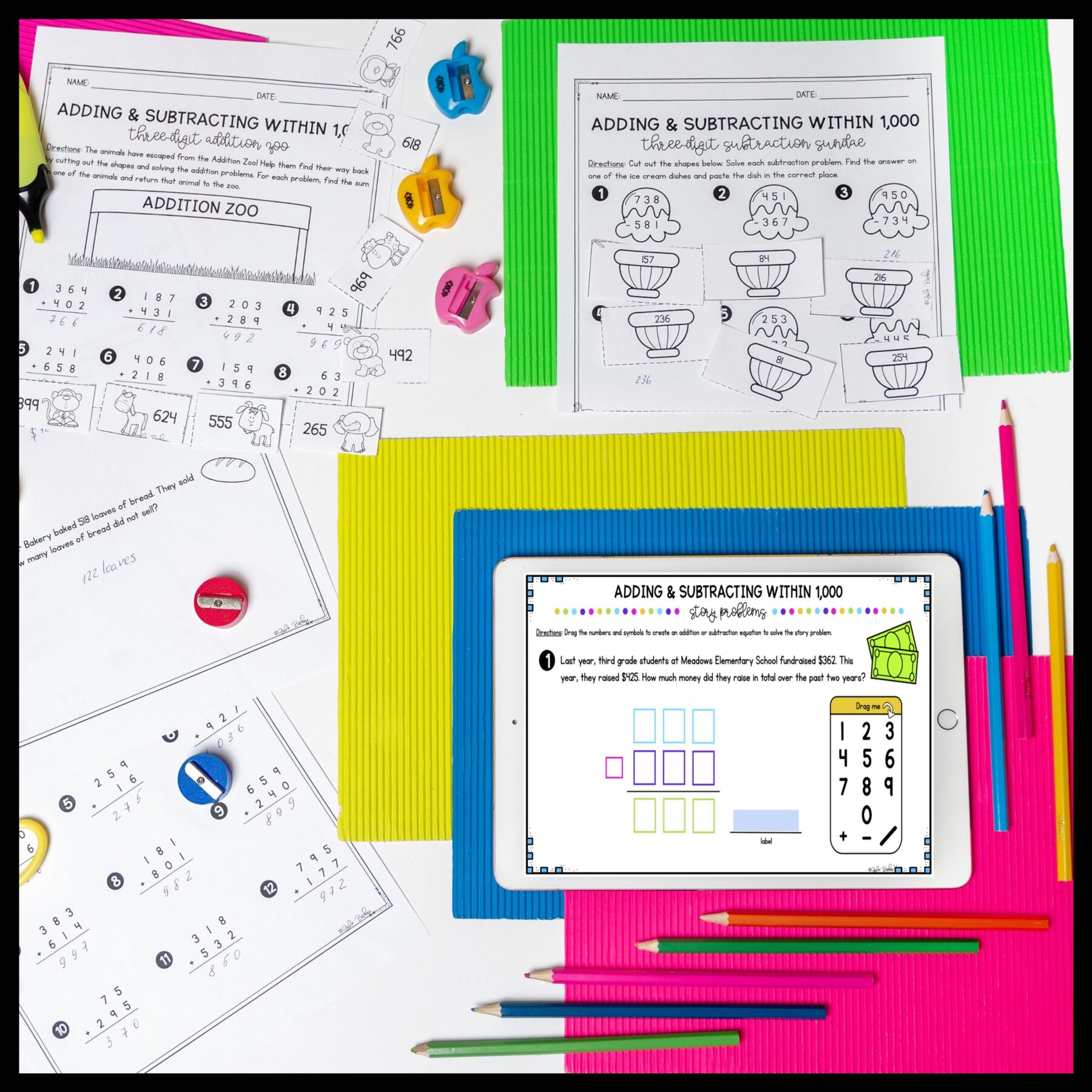 Adding & Subtracting within 1000 - 3rd Grade Math - Print & Digital - 3.NBT.A.2 - Image 6