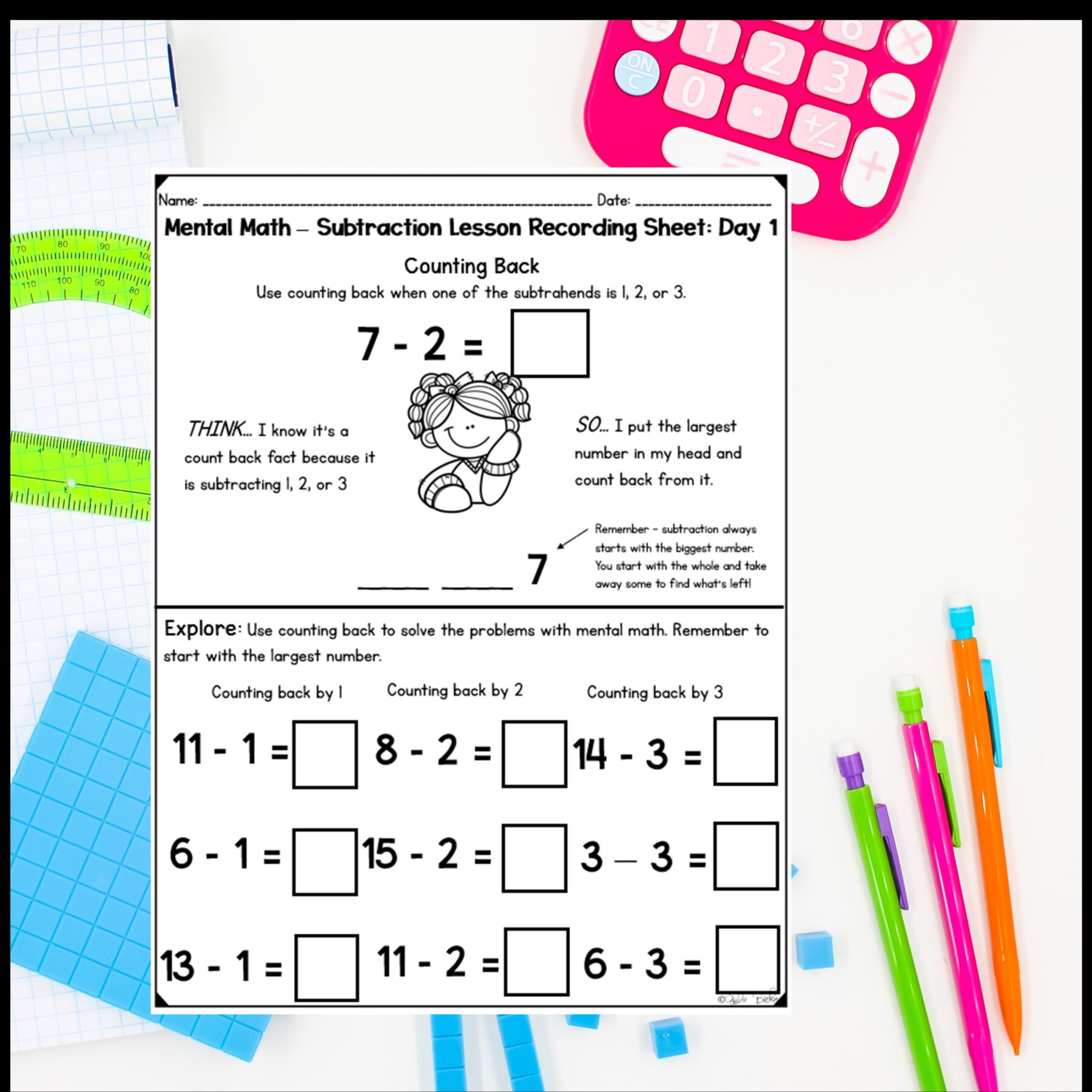 Mental Math Strategies Subtraction - 2nd Grade Math Digital Mini Lesson 2.OA.B.2 - Image 7