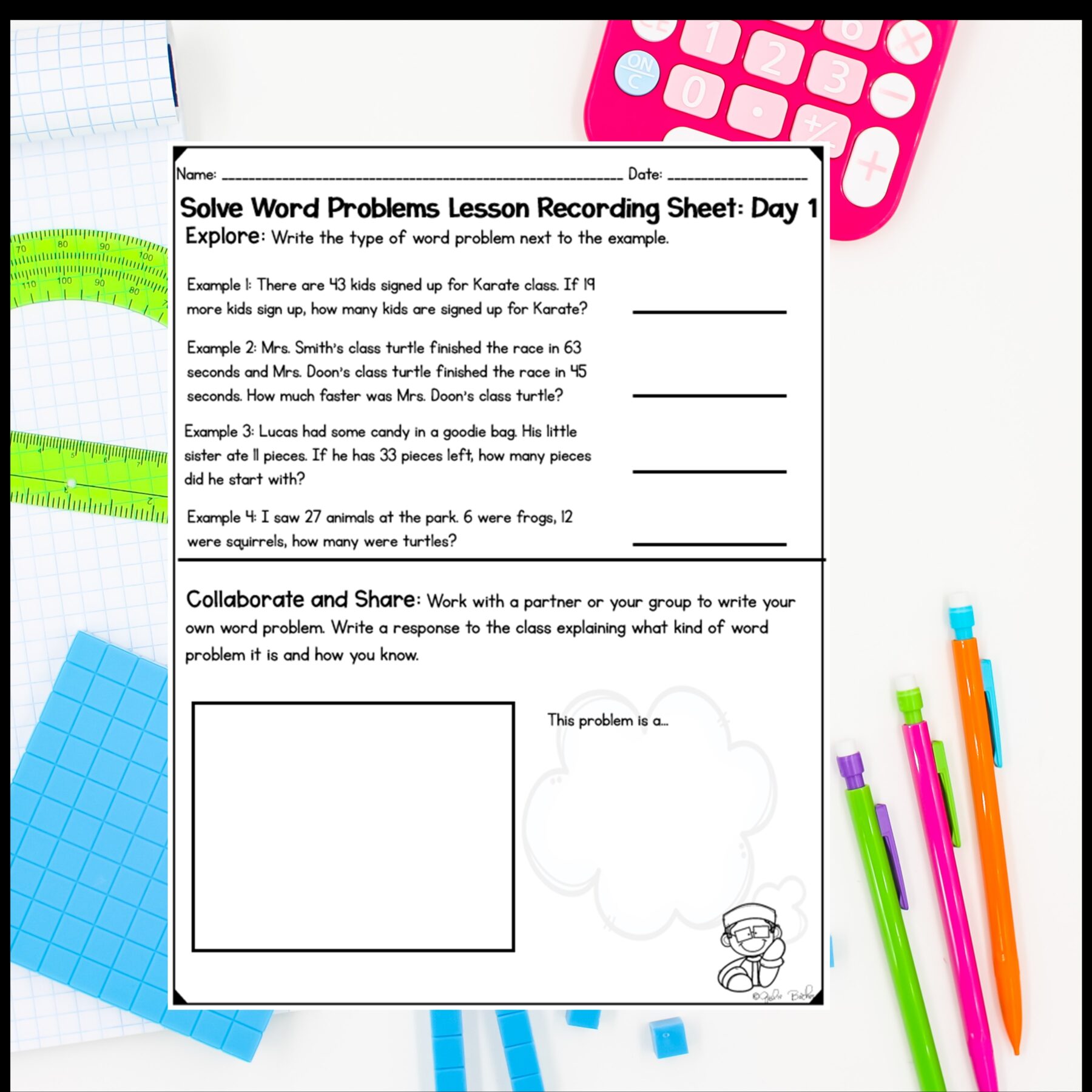 One and Two-Step Word Problems - 2nd Grade Math Digital Mini Lesson - 2.OA.A.1 - Image 7