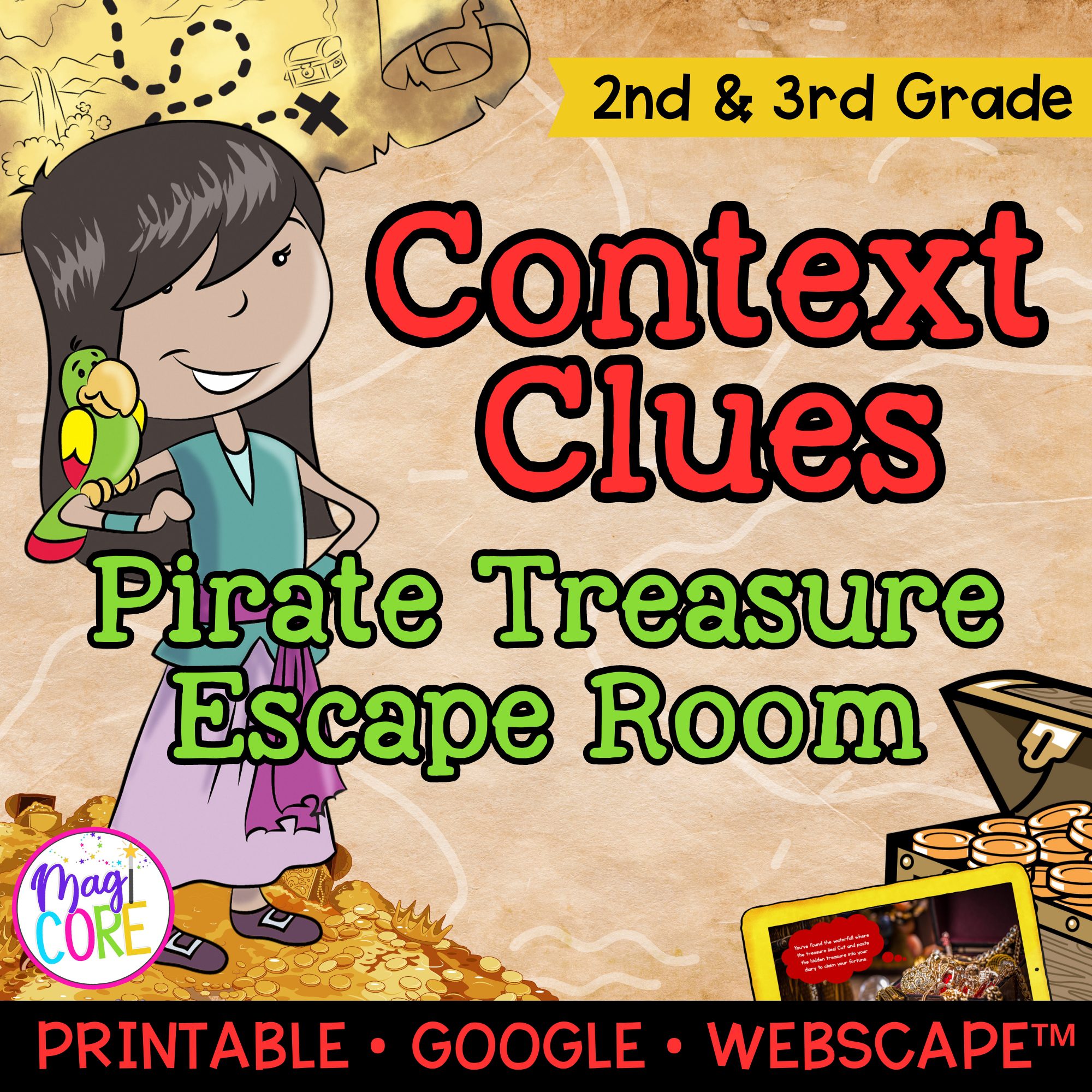 Nonfiction Context Clues Reading Escape Room & Webscape 2nd 3rd Grade Activities