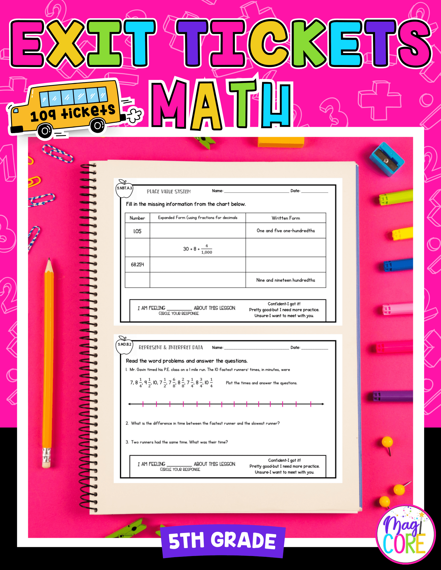 5th Grade Math Exit Tickets Slips Quick Check - Print & Digital Standards Based