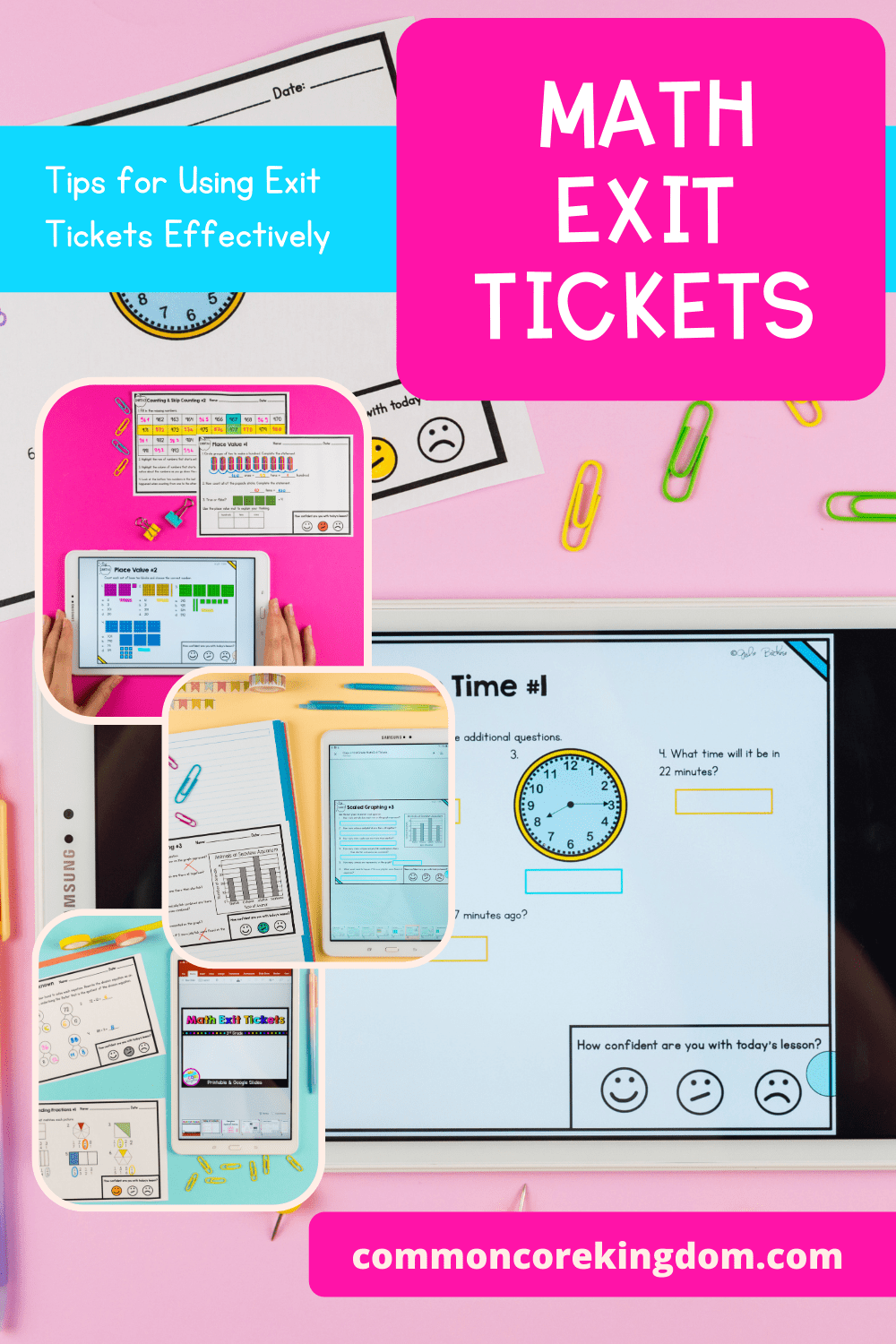 image showing various math exit tickets for 2nd 3rd 4th and 5th grade