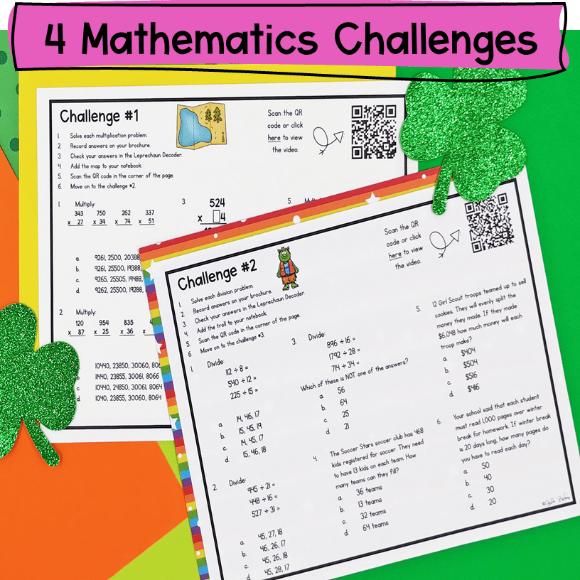 St Patrick's Day 5th Grade Math Review Escape Room & Webscape Digital Activities - Image 2