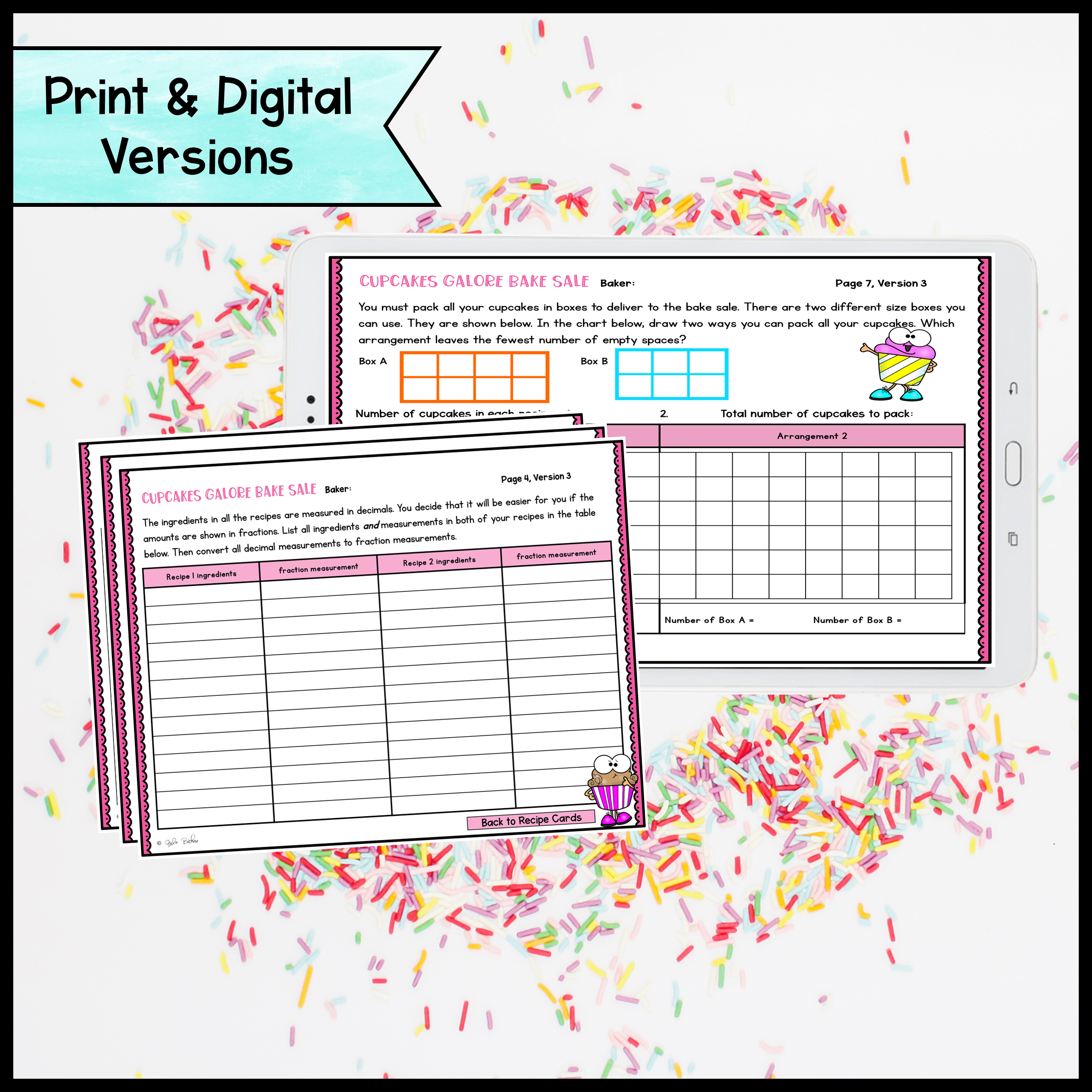 Cupcake Project Based Learning - 5th Grade Math Measurement Decimals & Fractions - Image 2
