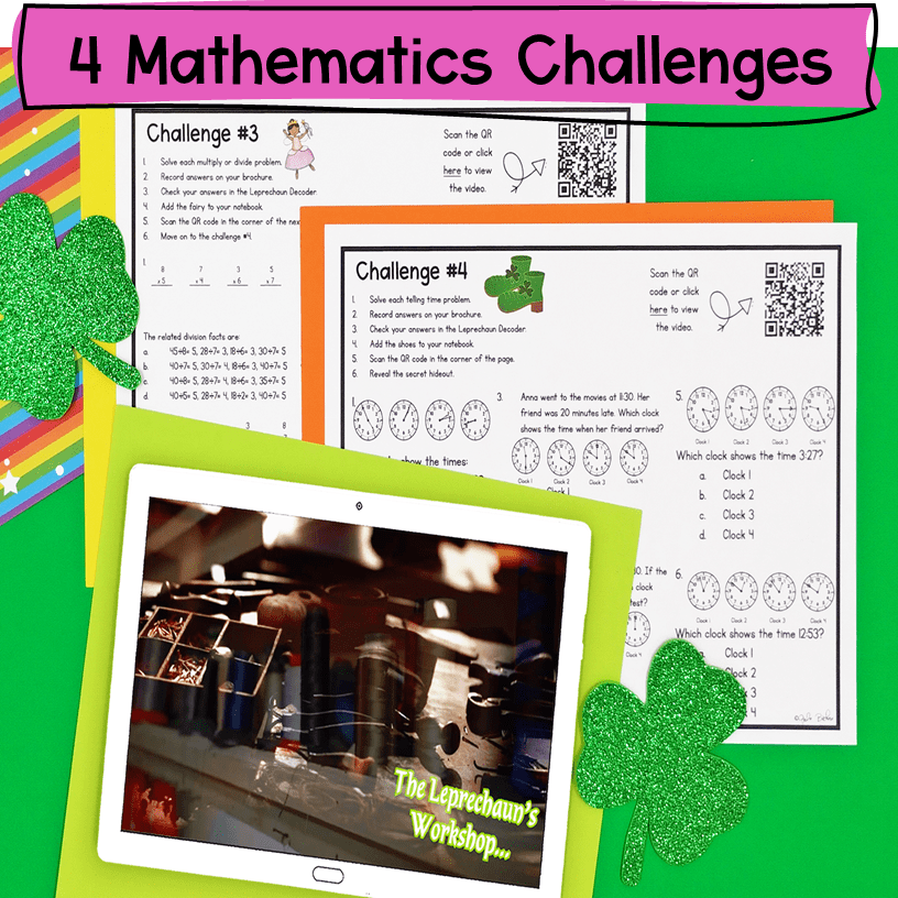 St. Patrick's Day Math Review 3rd Grade Escape Room Print Digital Resource Game - Image 3