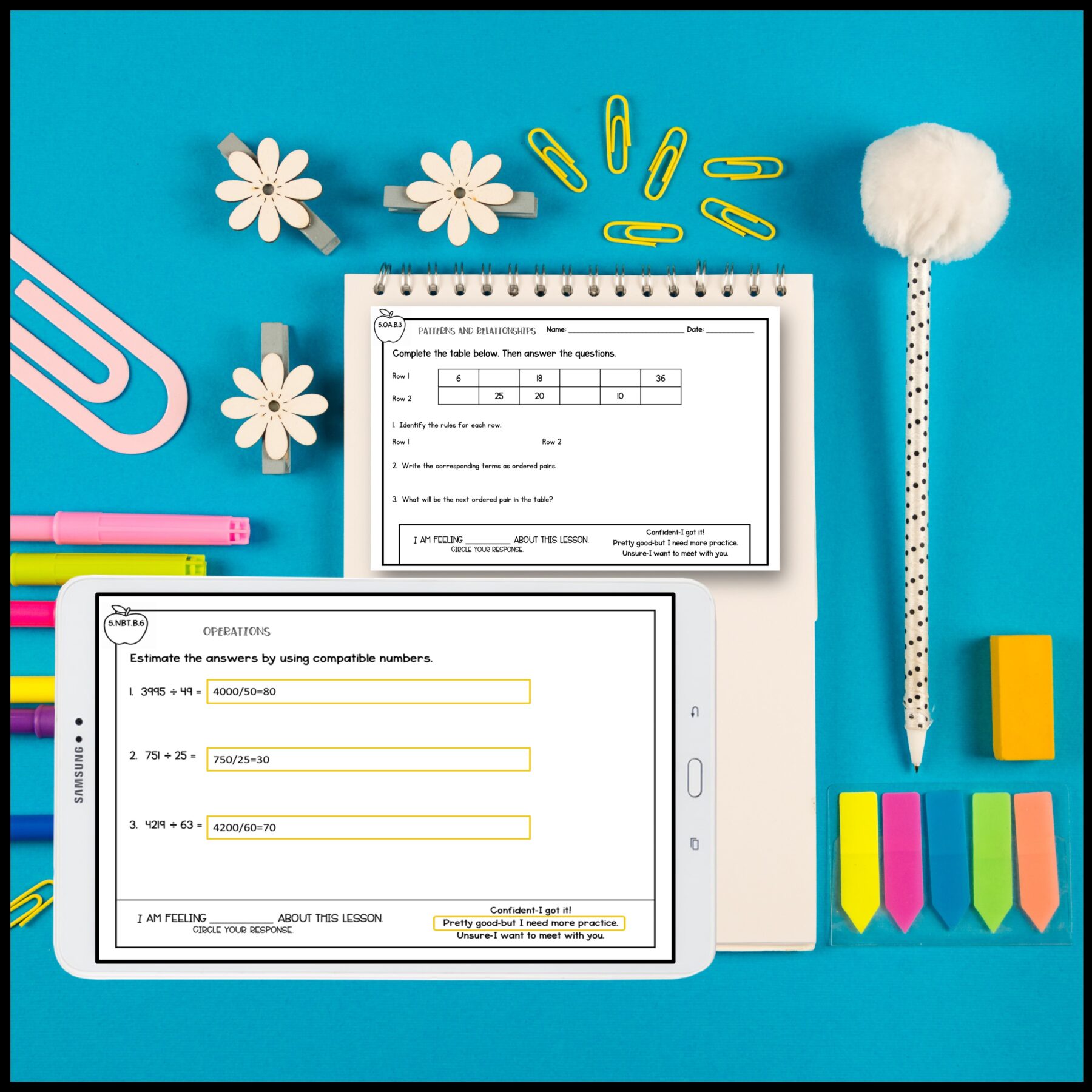 5th Grade Math Exit Tickets Slips Quick Check - Print & Digital Standards Based - Image 4